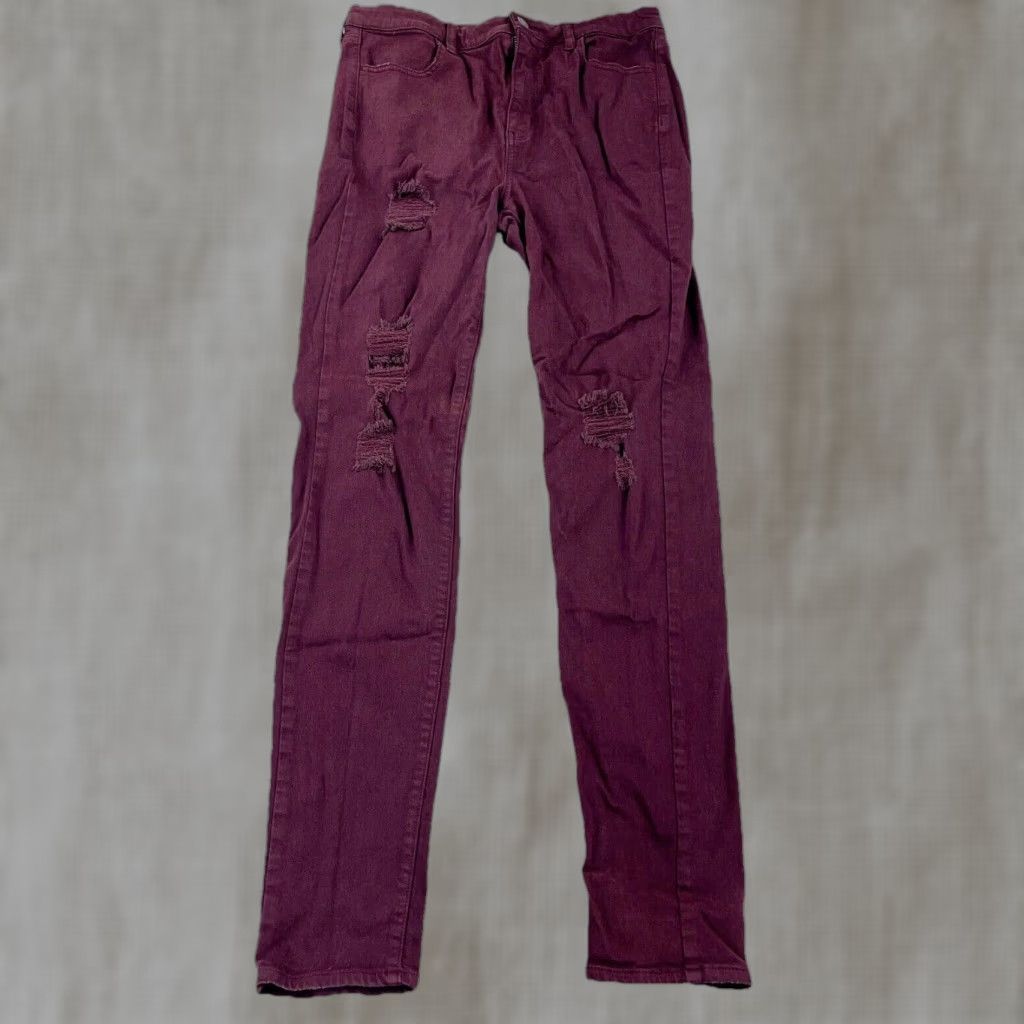 American Eagle Outfitters American Eagle Jeans Women 8 Jegging Super High Rise Marron Burgundy Pants Size 30" / US 8 / IT 44 - 1 Thumbnail