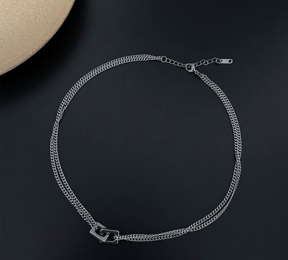 Jewelry Double Block Lock Necklace Size ONE SIZE - 5 Thumbnail