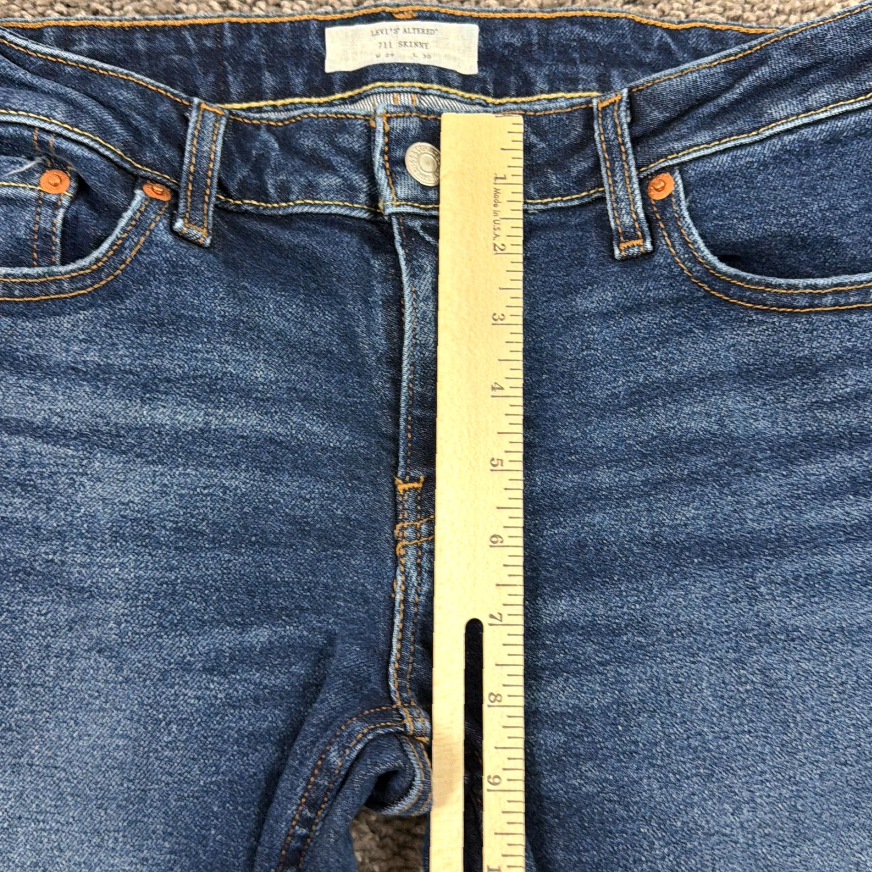 Levi's Levis Jeans Women 29 Dark Wash 711 Distressed Stretch Denim 28x29 Size 29" - 4 Thumbnail