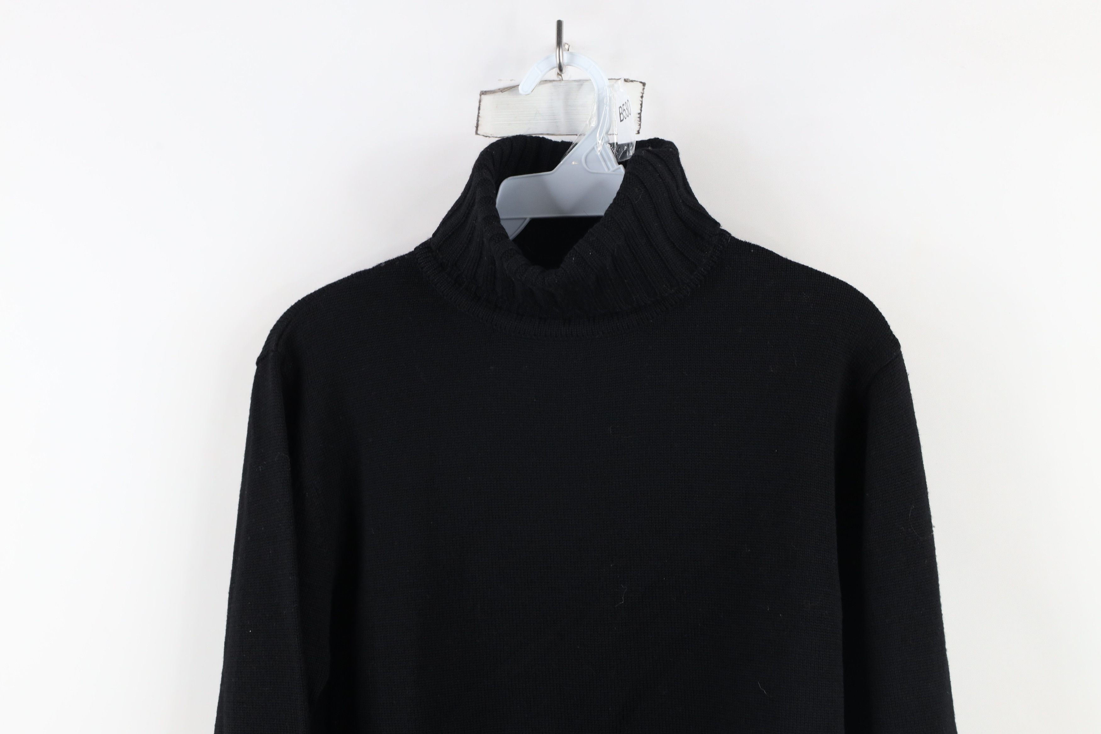 DKNY × Vintage Vintage 90s DKNY Blank Wool Knit Turtleneck Sweater Black Size L / US 10 / IT 46 - 2 Thumbnail