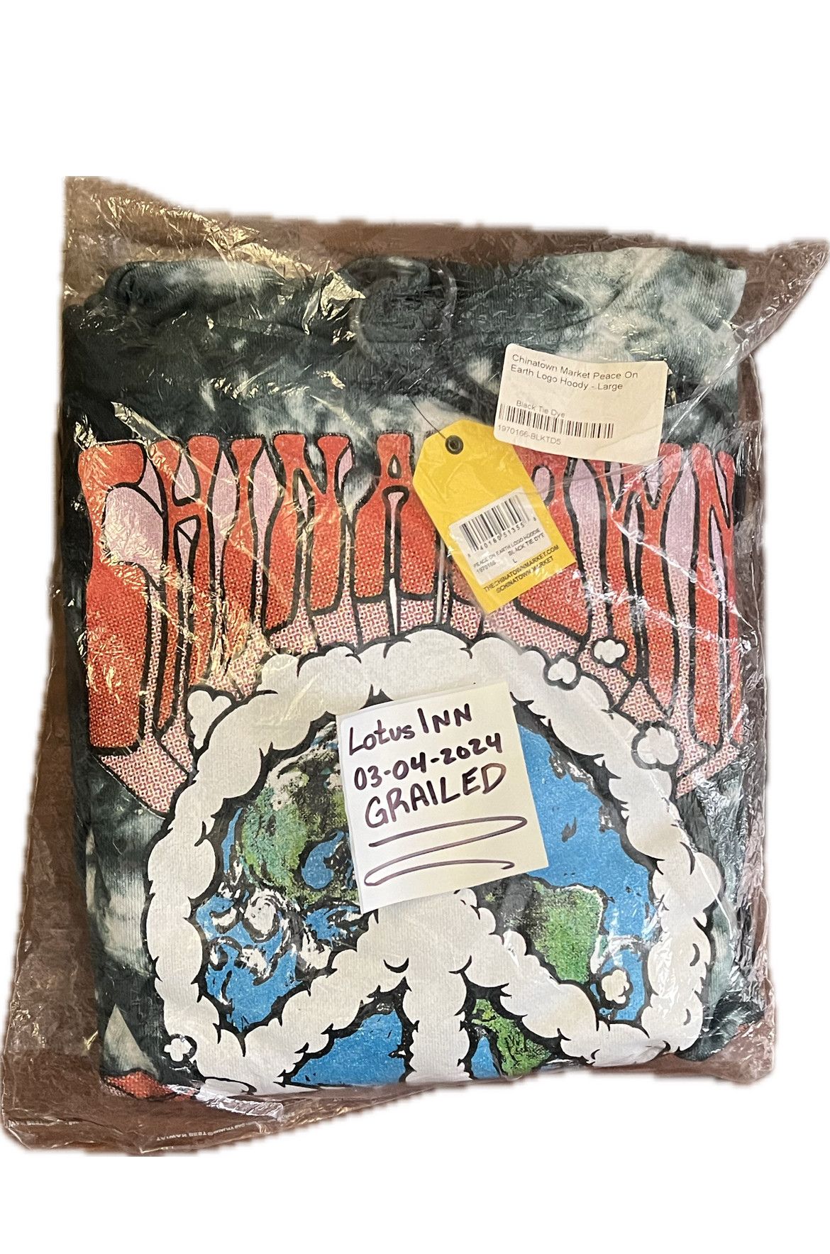 Chinatown Market Peace on Earth Logo Hoodie Black Tie Dye