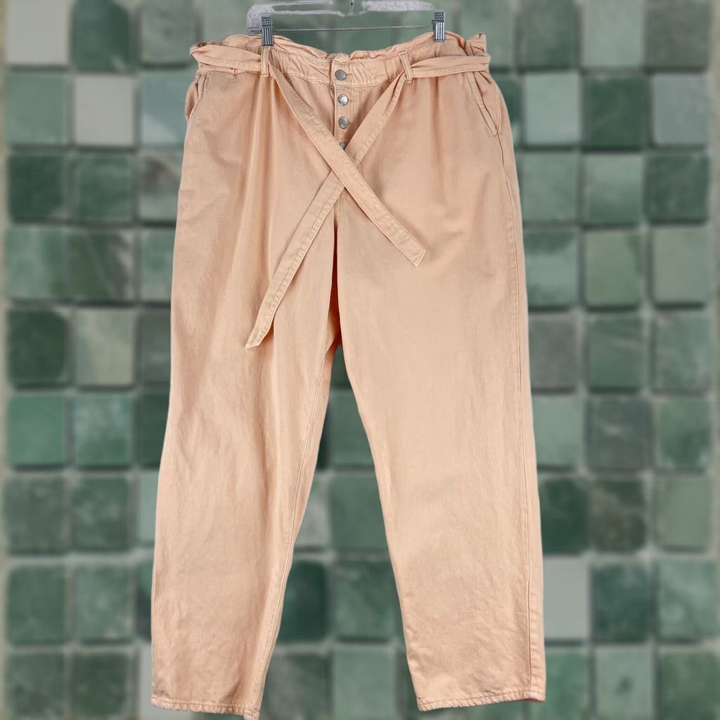 Loft LOFT Peach Denim Tapered Jeans Womens Size 16 High Rise Button Front Casual 5-Pocket Cotton Spandex Regular Rise Jeans Size 38" / US 16 / IT 52 - 1 Thumbnail