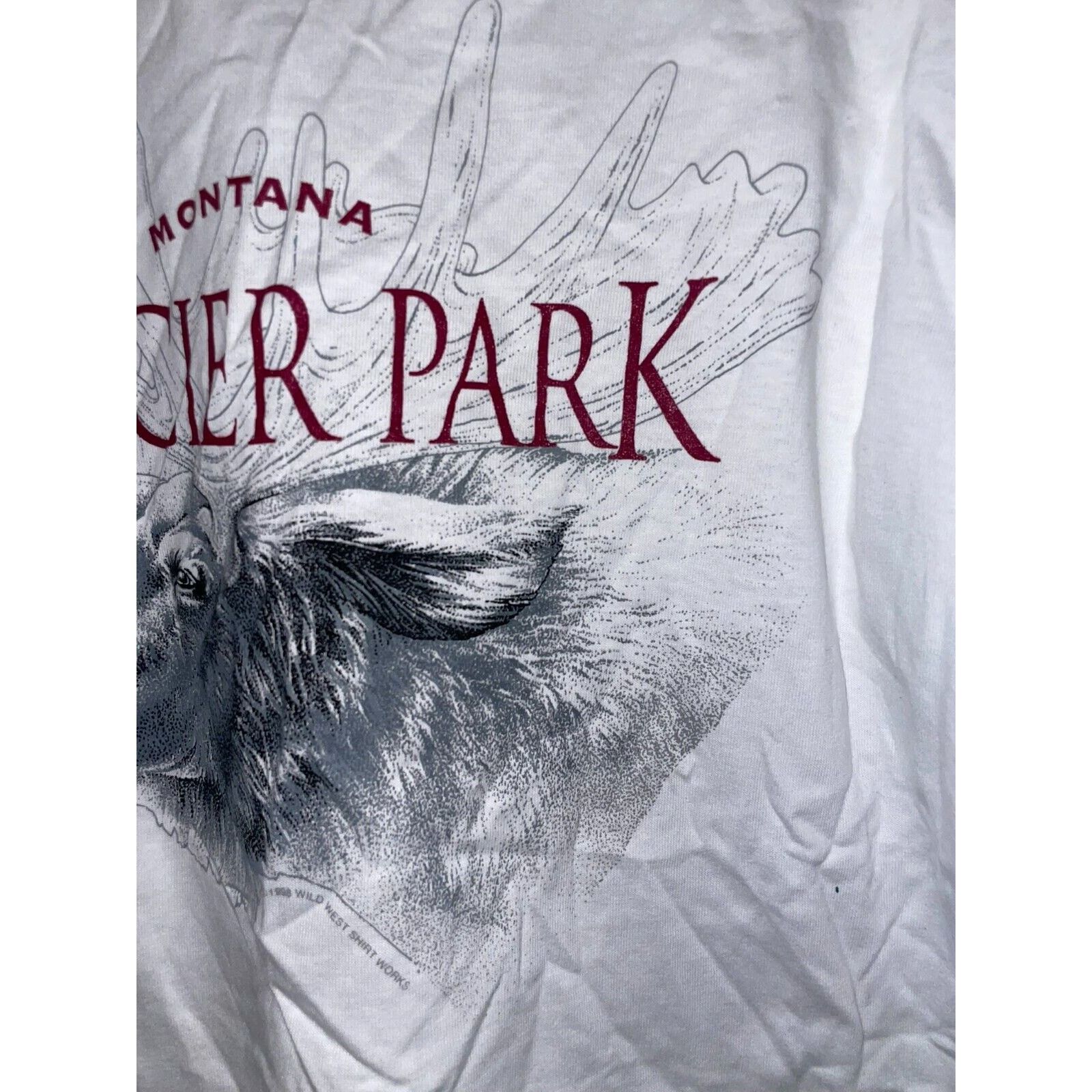 Jerzees Vintage Glacier Park Shirt Moose Animal White Tee 90s Large Size US L / EU 52-54 / 3 - 7 Thumbnail