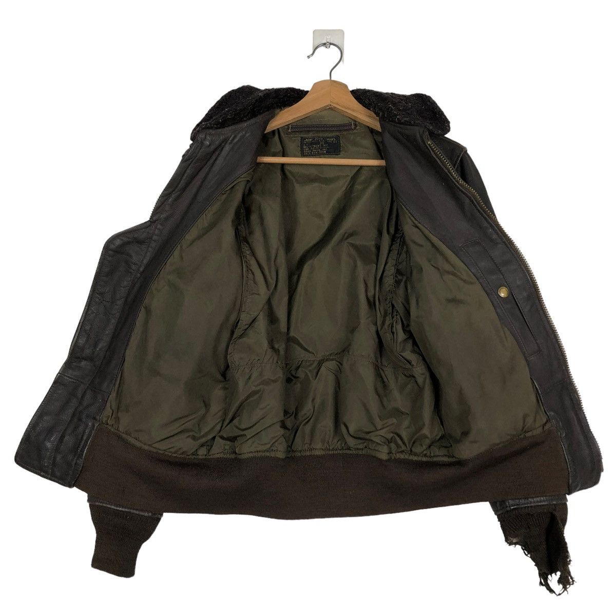 Vintage 🔥VINTAGE LEATHER USN US JACKET FLY MAN BRILL BROS INC USA Size US M / EU 48-50 / 2 - 18 Thumbnail