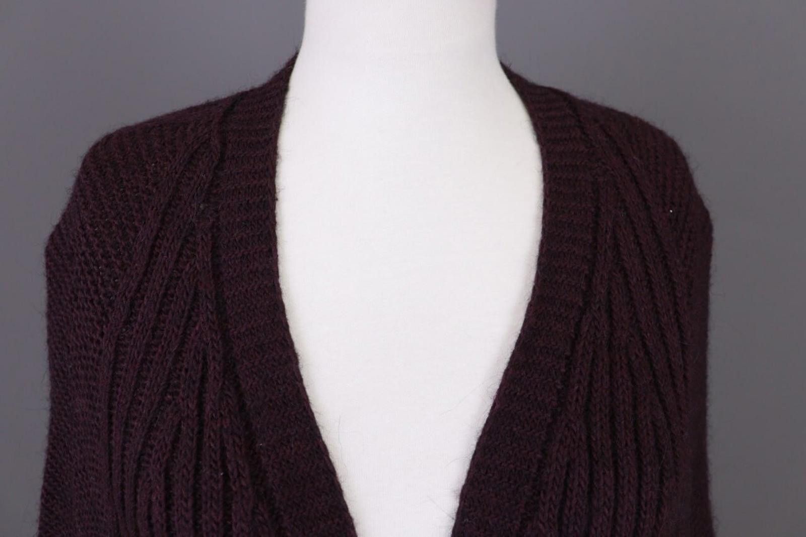 Designer Cop Copine Brown Open Front Wrape Cardigan Sweater Coat Size L / US 10 / IT 46 - 3 Thumbnail