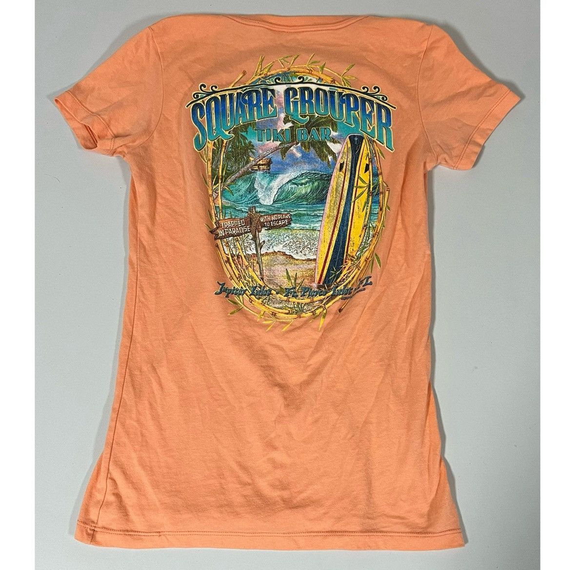 Japanese Brand Orange ‘Square Grouper Tiki Bar’ Tee T-Shirt Top Size S 🏝️✨ Size S / US 4 / IT 40 - 4 Thumbnail