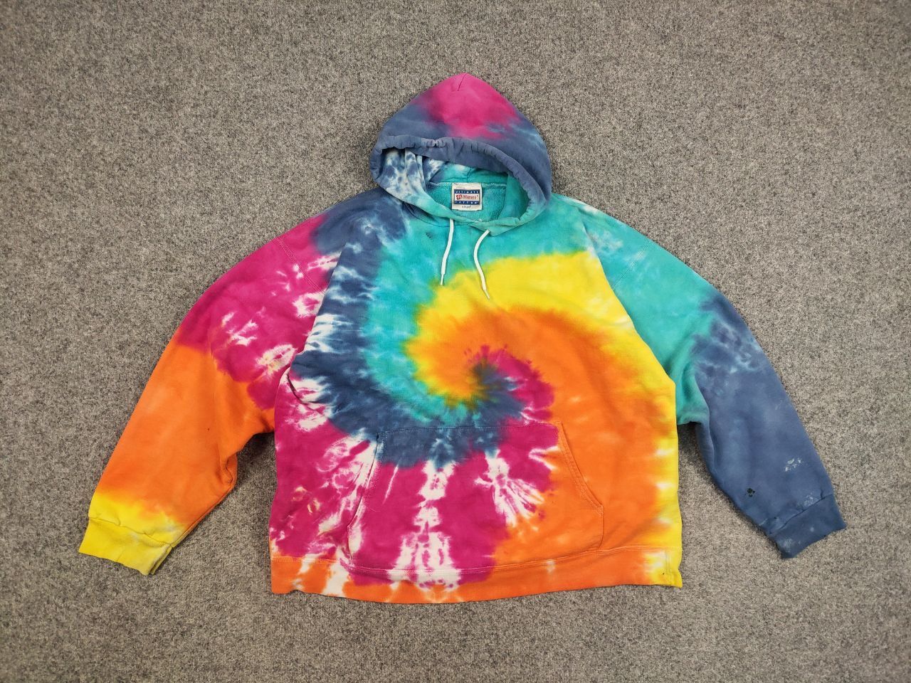 Hanes Vintage 90's Hanes Ultimate bright Tie Dye Oversized Hoodie Size US L / EU 52-54 / 3 - 11 Thumbnail