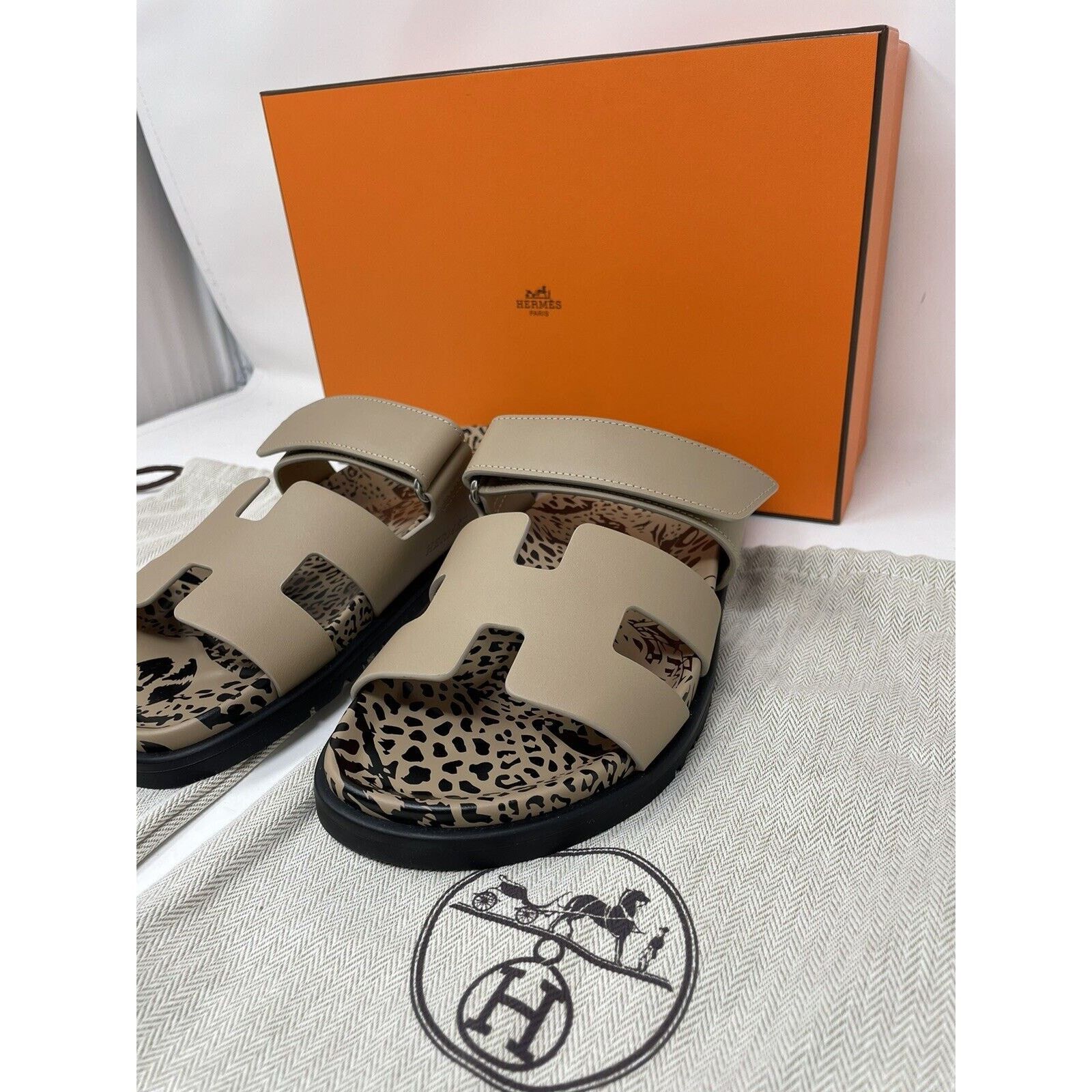 Hermes Heremes Chypre Smooth Calfskin Leopard Techno Sandal 38 NIB Size US 7 / IT 37 - 8 Thumbnail