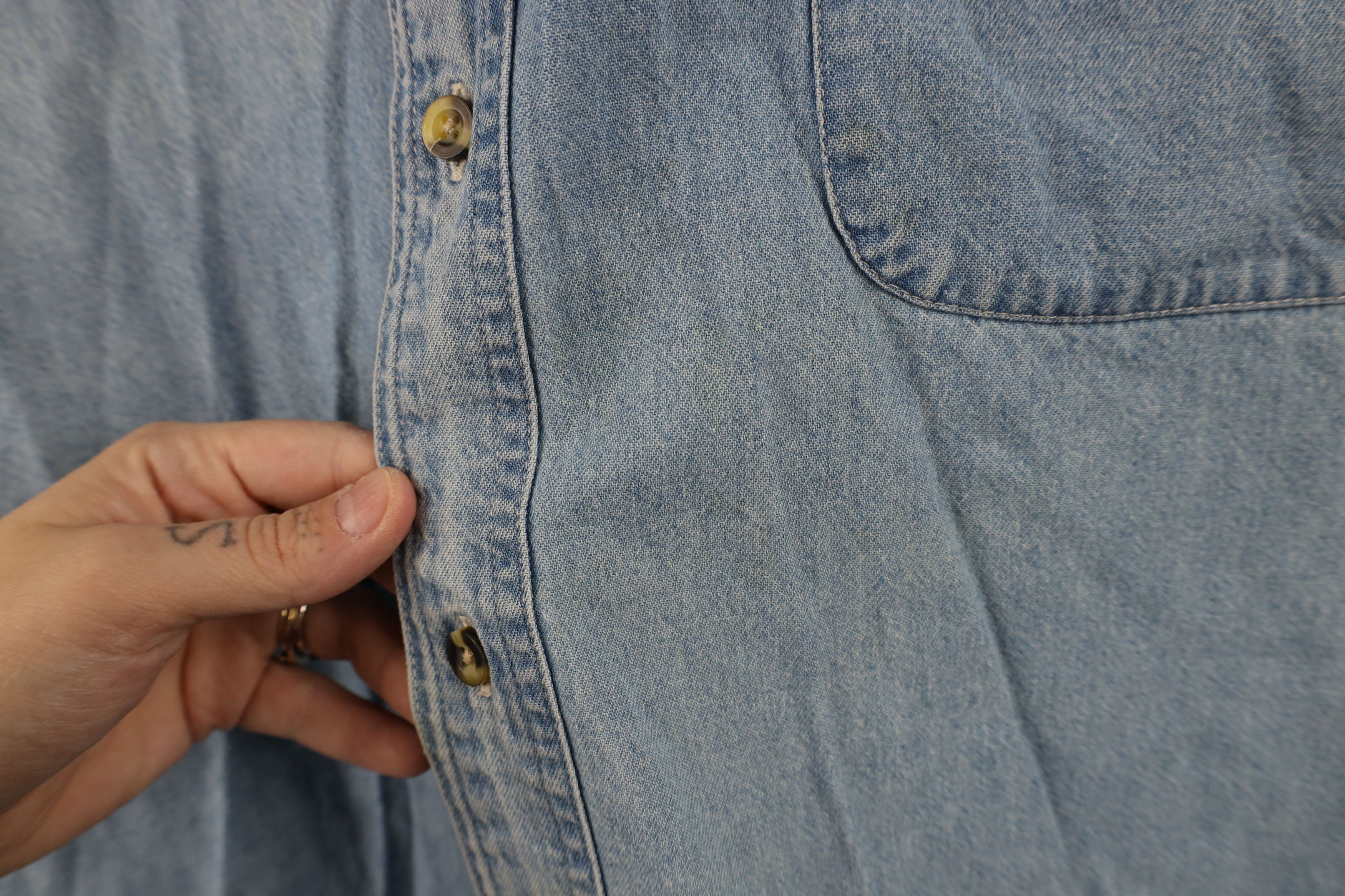 Vintage Vintage Y2K American Festival Denim Jean Button Down Shirt Size US XXL / EU 58 / 5 - 7 Thumbnail
