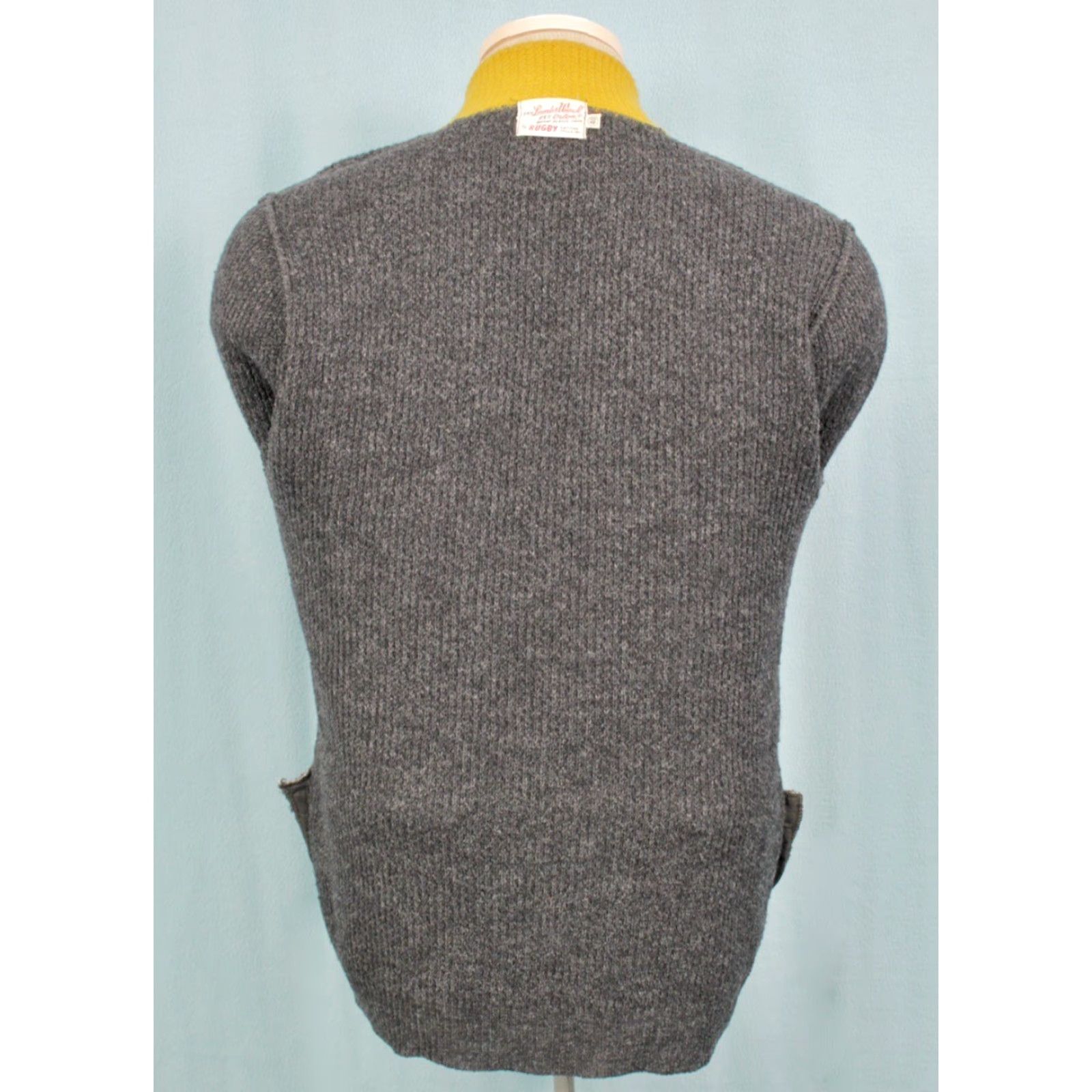 Vintage VTG Sportswear Cardigan 60s Grey Yellow Size 38 1960s Wool Blend Men Mens Size US L / EU 52-54 / 3 - 3 Thumbnail