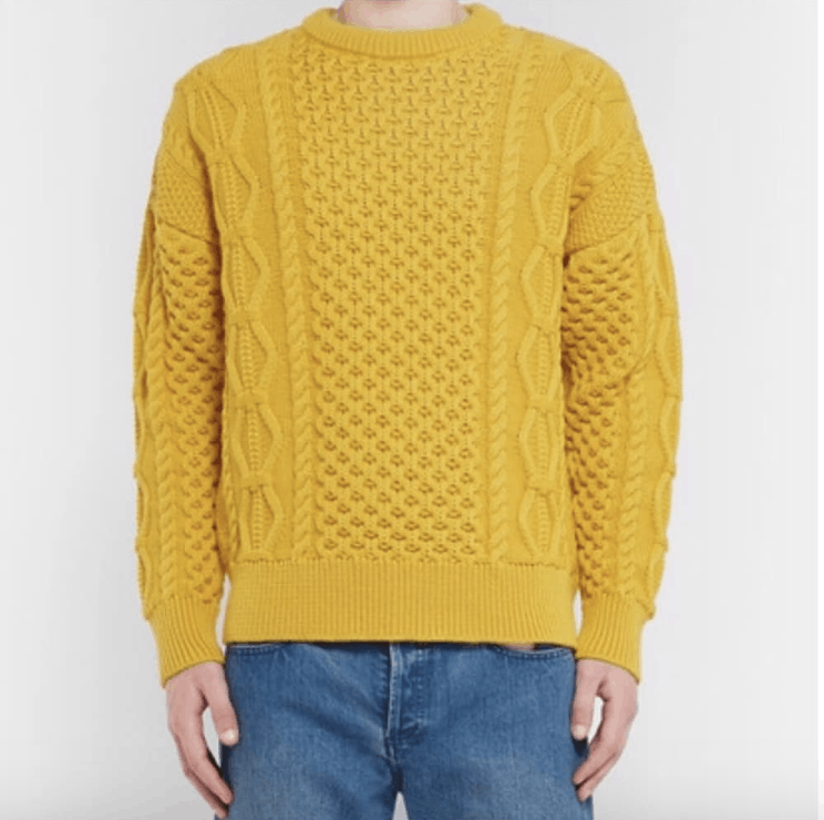 AMI Cable Knit Crewneck Oversize Sweater Yellow Size US S / EU 44-46 / 1 - 4 Thumbnail