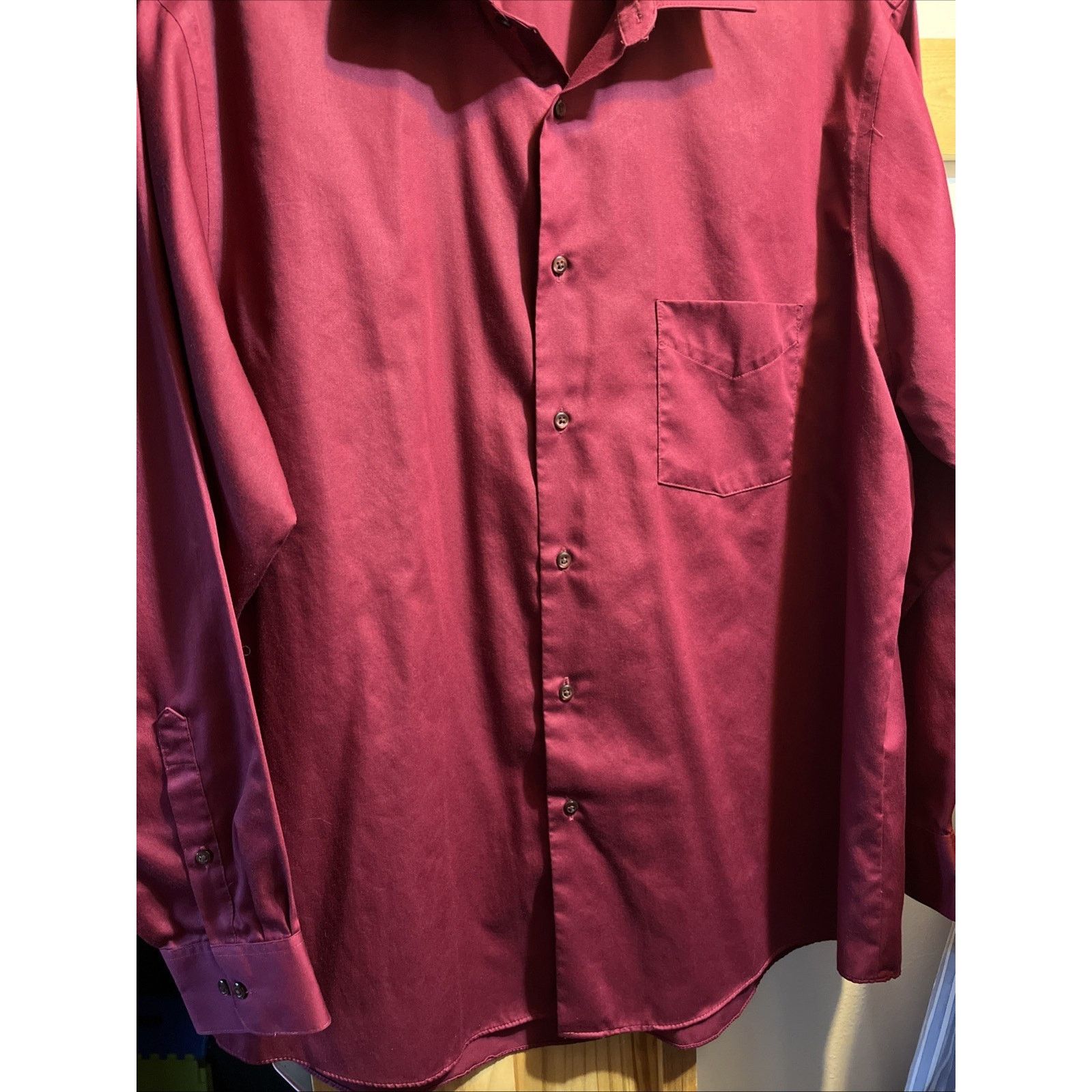 Van Heusen Van Heusen Mens Lux Sateen Red LS Dress Shirt Sz 17.5 34/35 Size US XXL / EU 58 / 5 - 5 Thumbnail