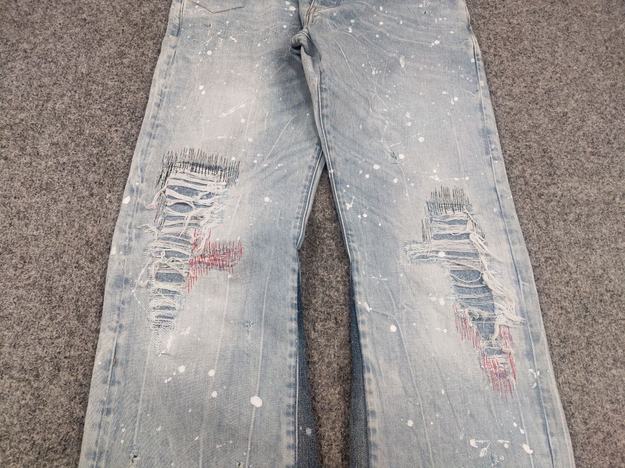 G-Star G star raw custom denim Flared le Grand Bleu peint Jeans Y2K Size US 33 - 7 Thumbnail