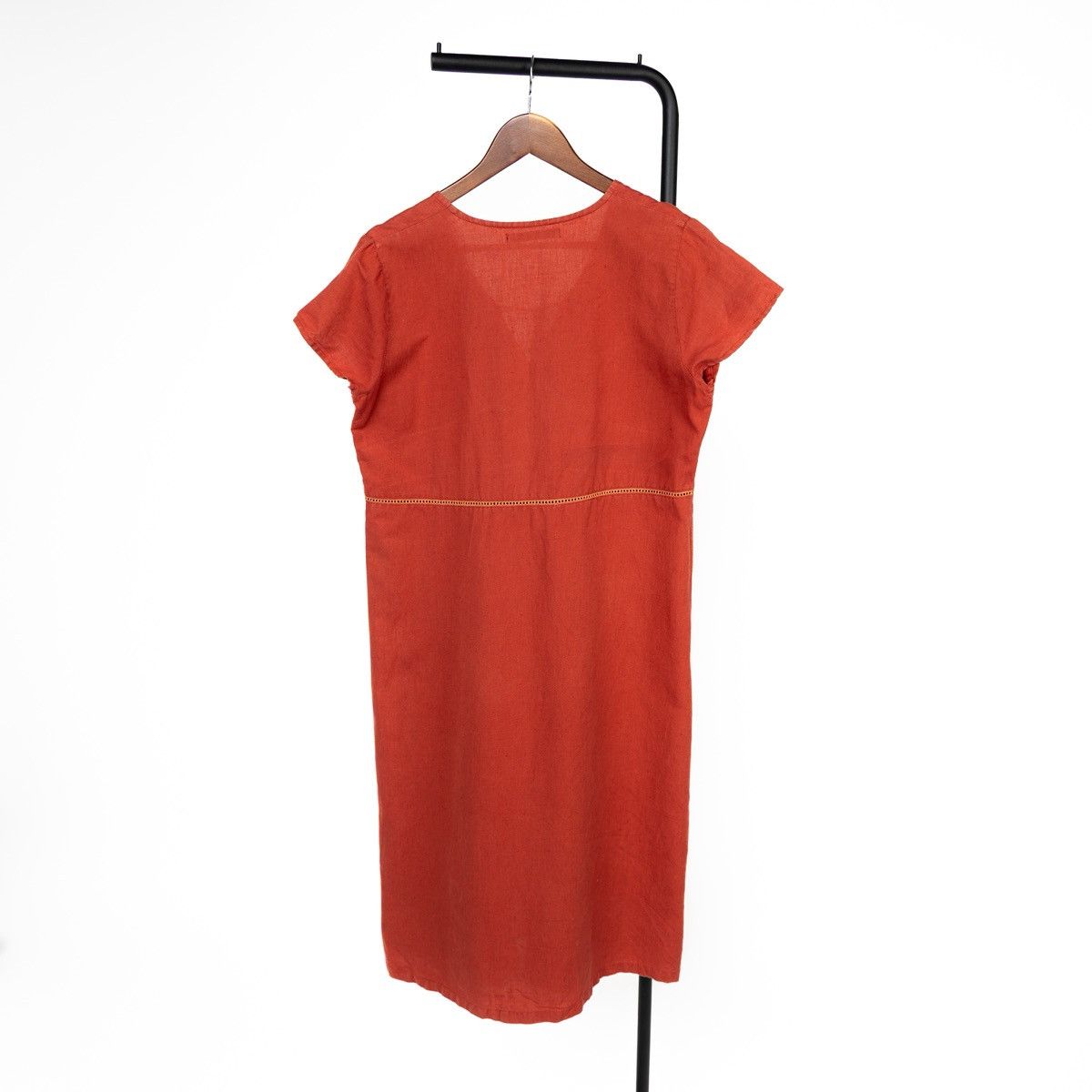 Gudrun Sjoden Gudrun Sjoden Womens Linen Dress Red Mid Length Short Sleeve Size M / US 6-8 / IT 42-44 - 5 Thumbnail