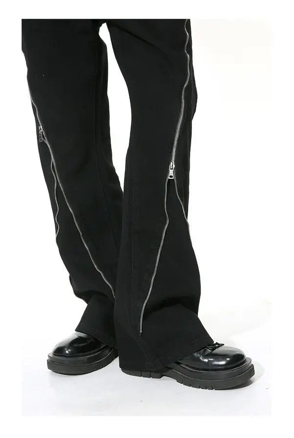 VIBE Opium Zipper Flared Stack Black Denim Jeans Size US 32 / EU 48 - 6 Thumbnail