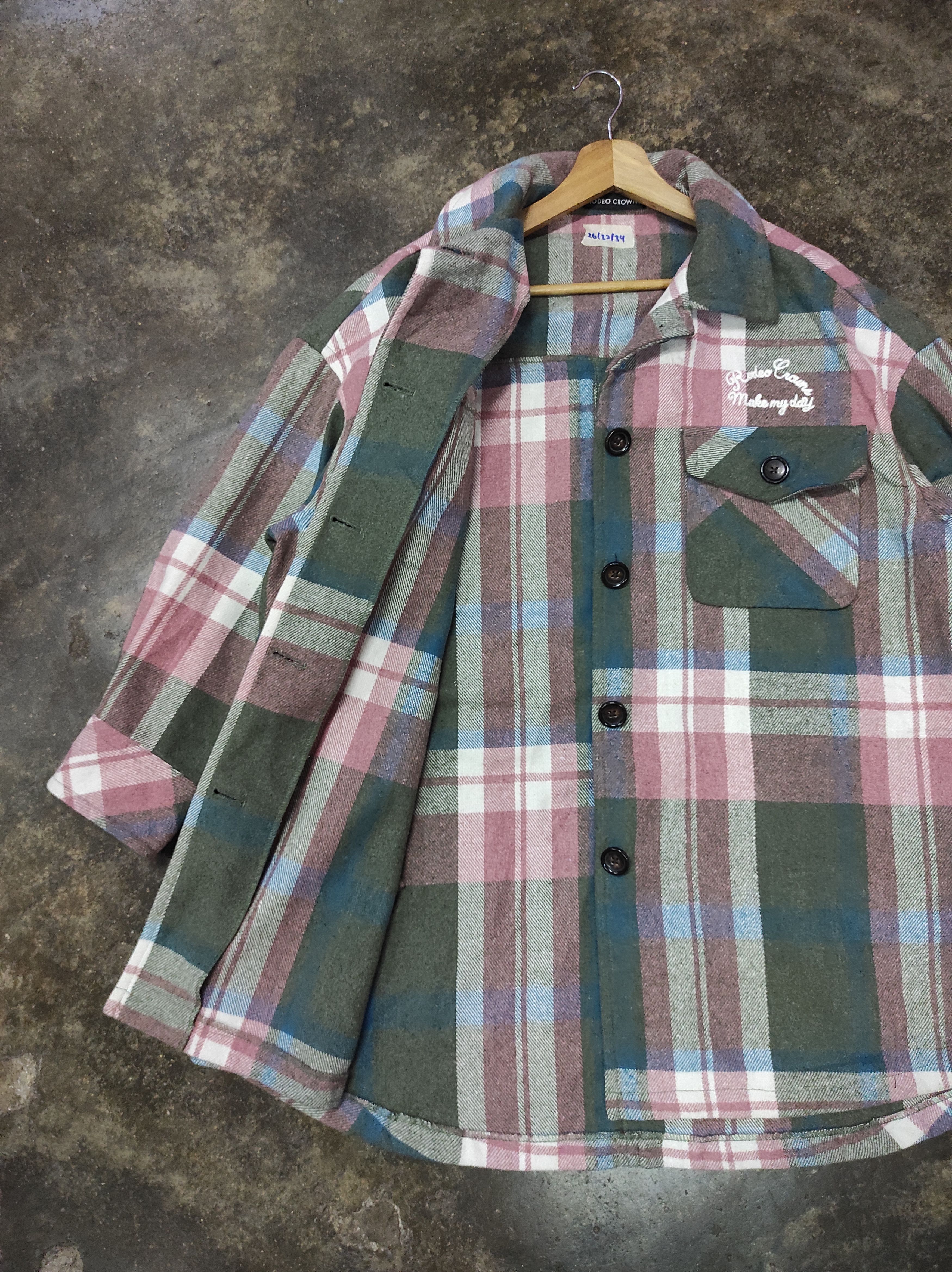 Japanese Brand RODEO CROWNS PLAID OVERSIZED FLANNEL SHIRT Size ONE SIZE - 2 Thumbnail