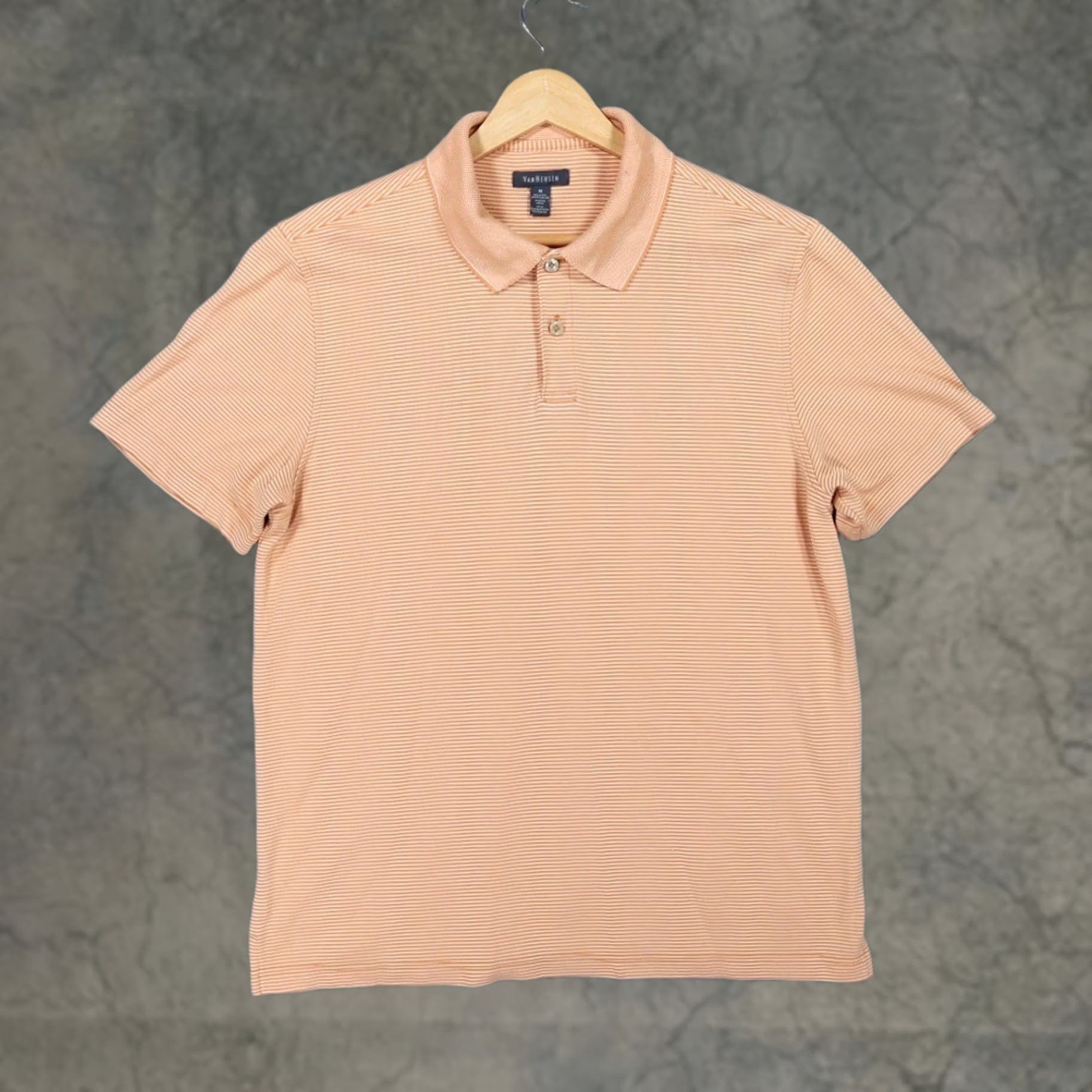 Van Heusen Van Heusen Polo Shirt Mens M Orange Striped Modal Blend Short Sleeve Size US M / EU 48-50 / 2 - 1 Thumbnail