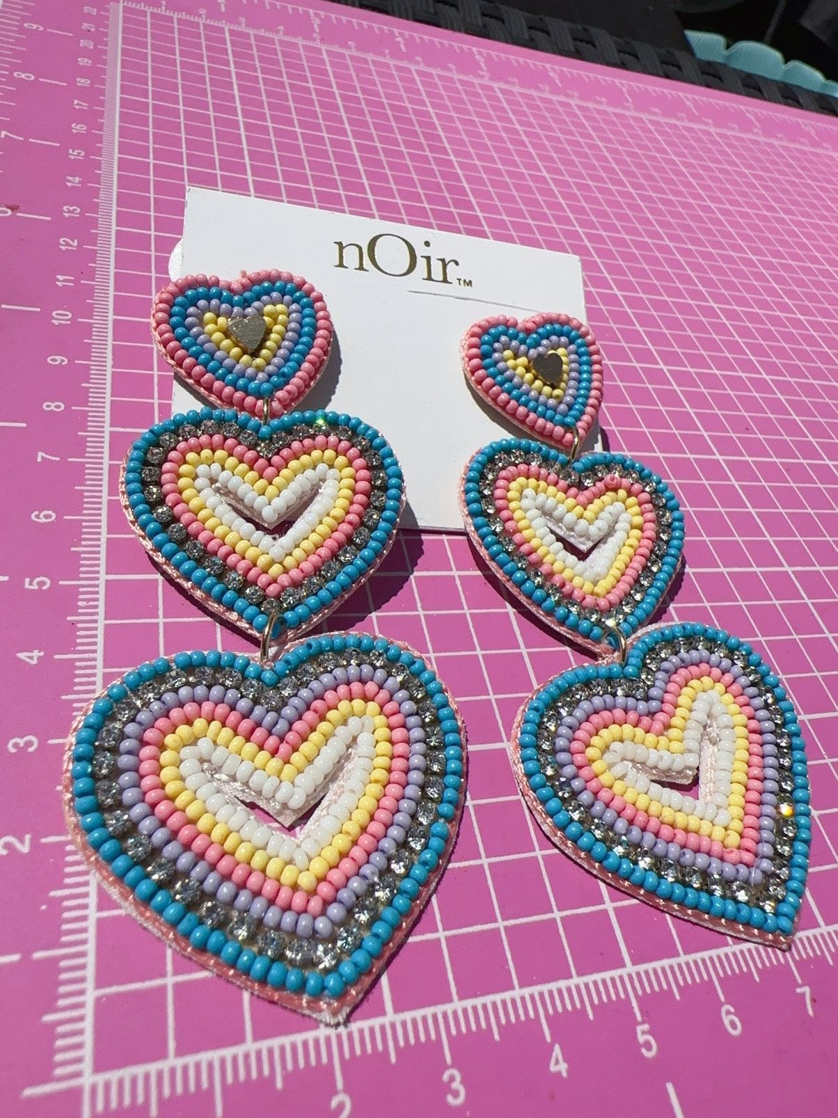 Designer Noir soft Braided Beads lightweight heart shaped earrings Size ONE SIZE - 2 Thumbnail
