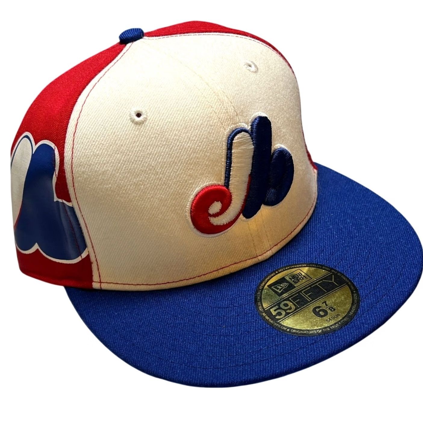 New Era New Era Montreal Expos Fitted Hat Mens 6 7/8 Blue Red Cream 59FIFTY MLB Cap Size ONE SIZE - 2 Thumbnail