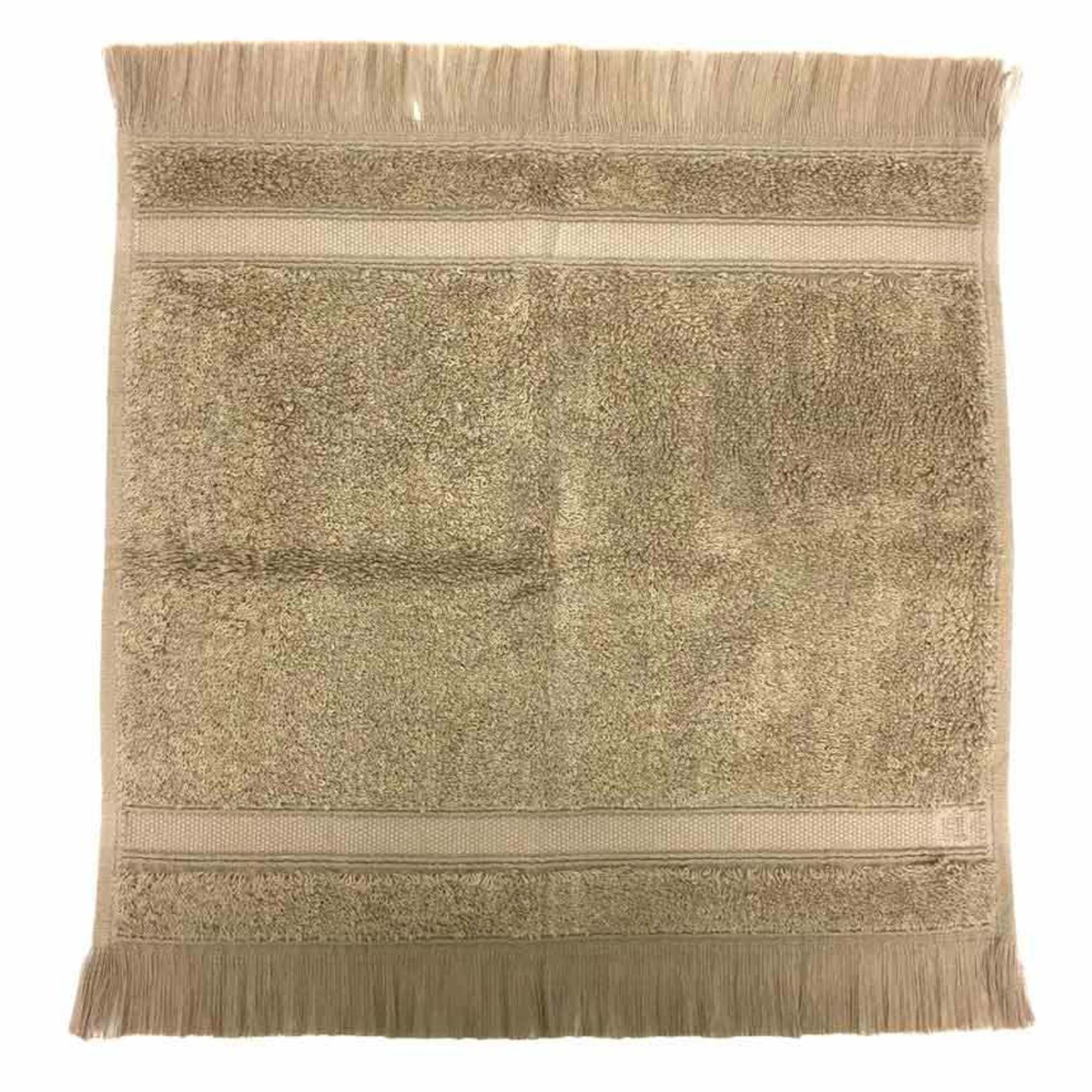 image of Hermes Hand Towel Handkerchief H Mark Beige Brown Cotton Silk in Black, Women's