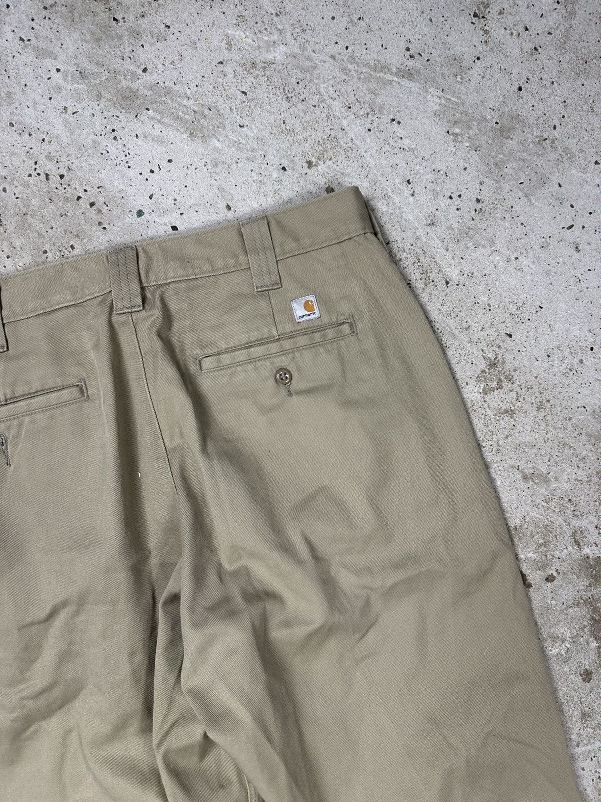 Carhartt × Vintage Vintage 90s Carhartt OG Workwear Beige Distressed Pants Size US 33 - 14 Thumbnail