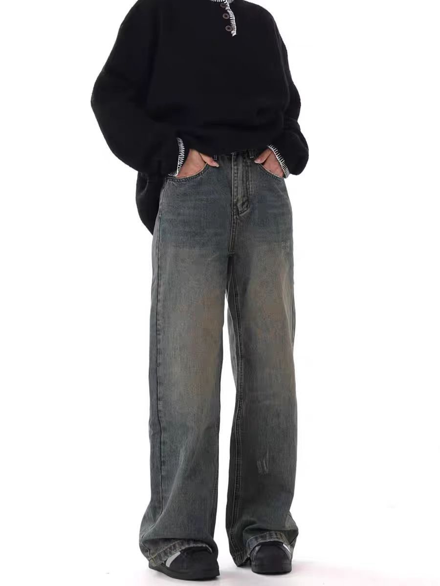 Japanese Brand × Jean Vintage washed casual straight-leg distressed baggy jeans Size US 34 / EU 50 - 1 Thumbnail