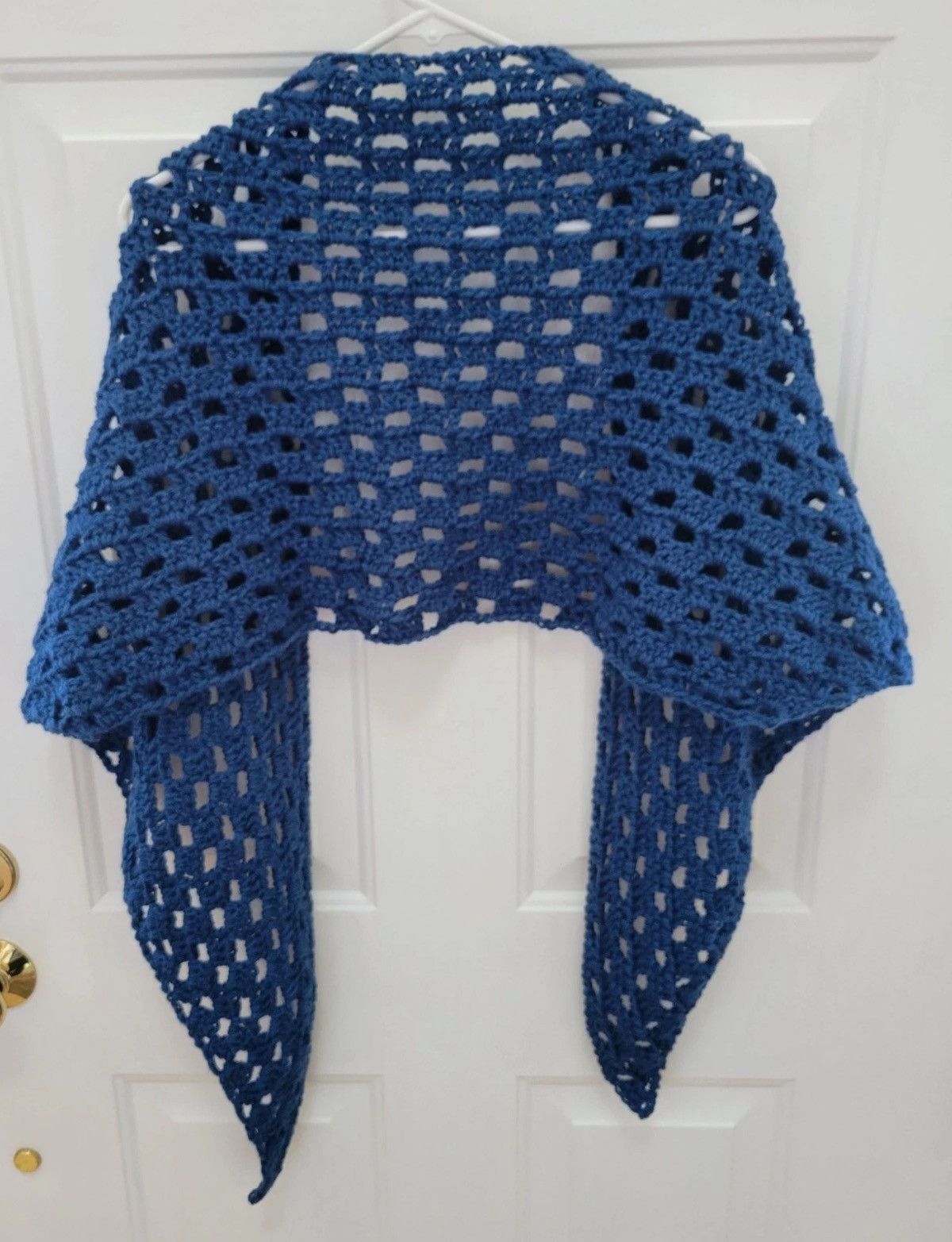 Other 78" Shawl Wrap Scarf - Celtic Blue - Hand Crochet Knit Size ONE SIZE - 1 Thumbnail