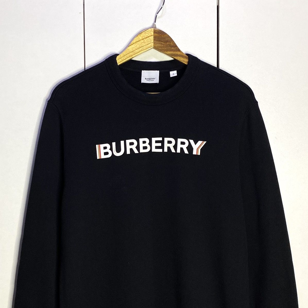 Ralph Lauren × Vintage Original Burberry Logo Print Black Crew Neck Pullover Size US M / EU 48-50 / 2 - 3 Thumbnail