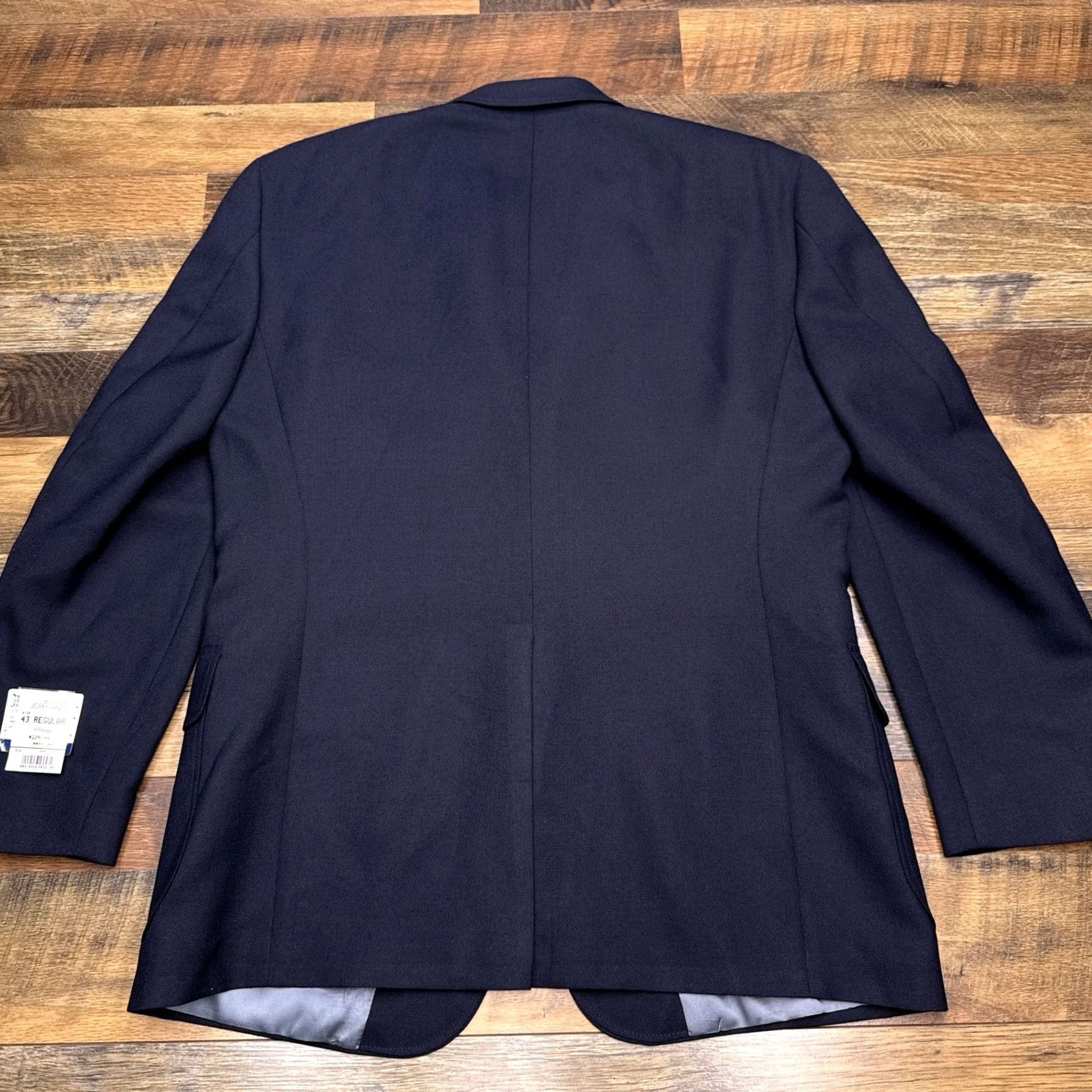 Stafford Stafford Blazer 43R Navy Wool Polyester Notch Lapel 4-Button Single-Breasted Sport Coat Men Regular Vintage No Size 46R - 2 Thumbnail