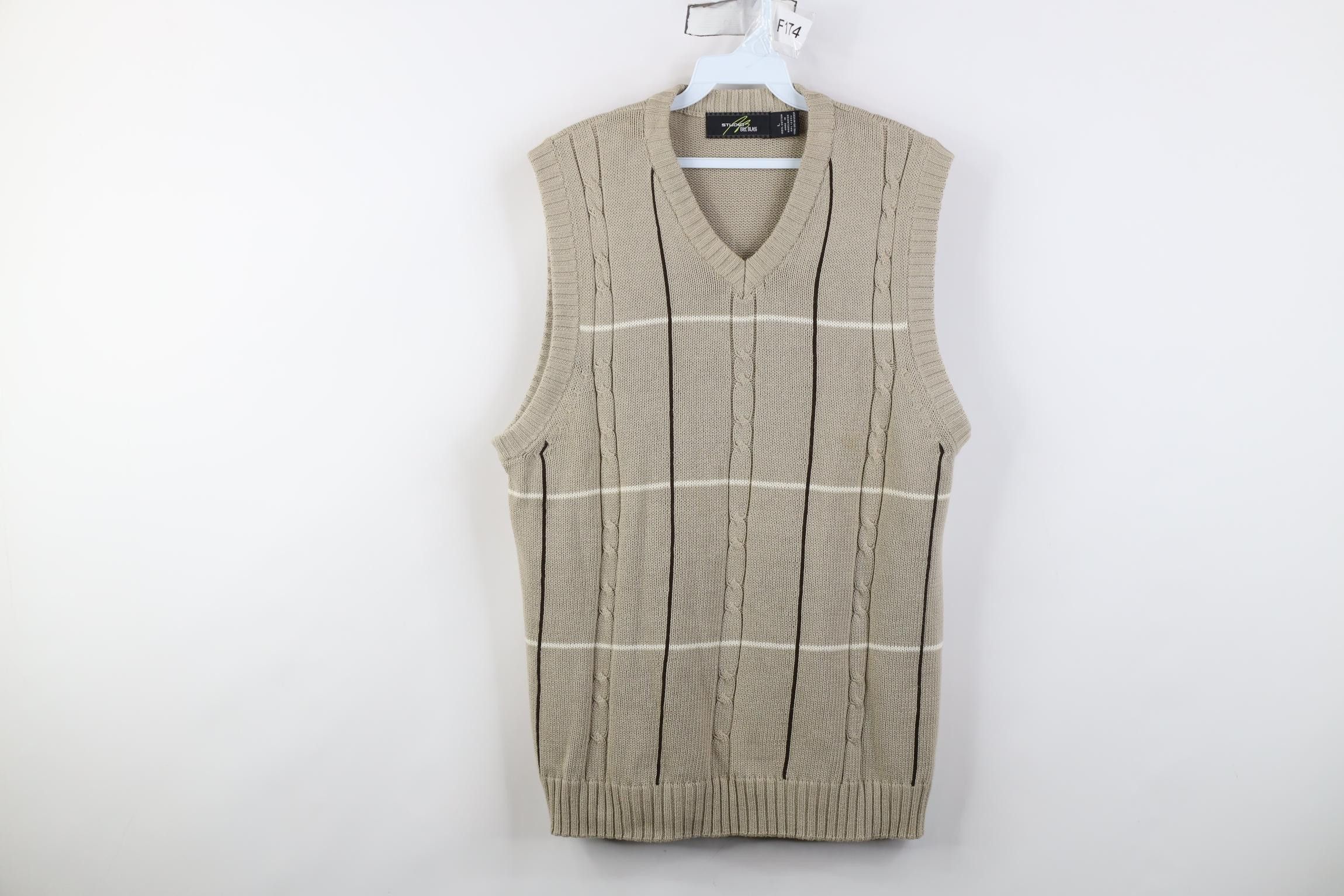Vintage Vintage 90s Streetwear Cable Knit V-Neck Sweater Vest Beige Size US L / EU 52-54 / 3 - 1 Thumbnail