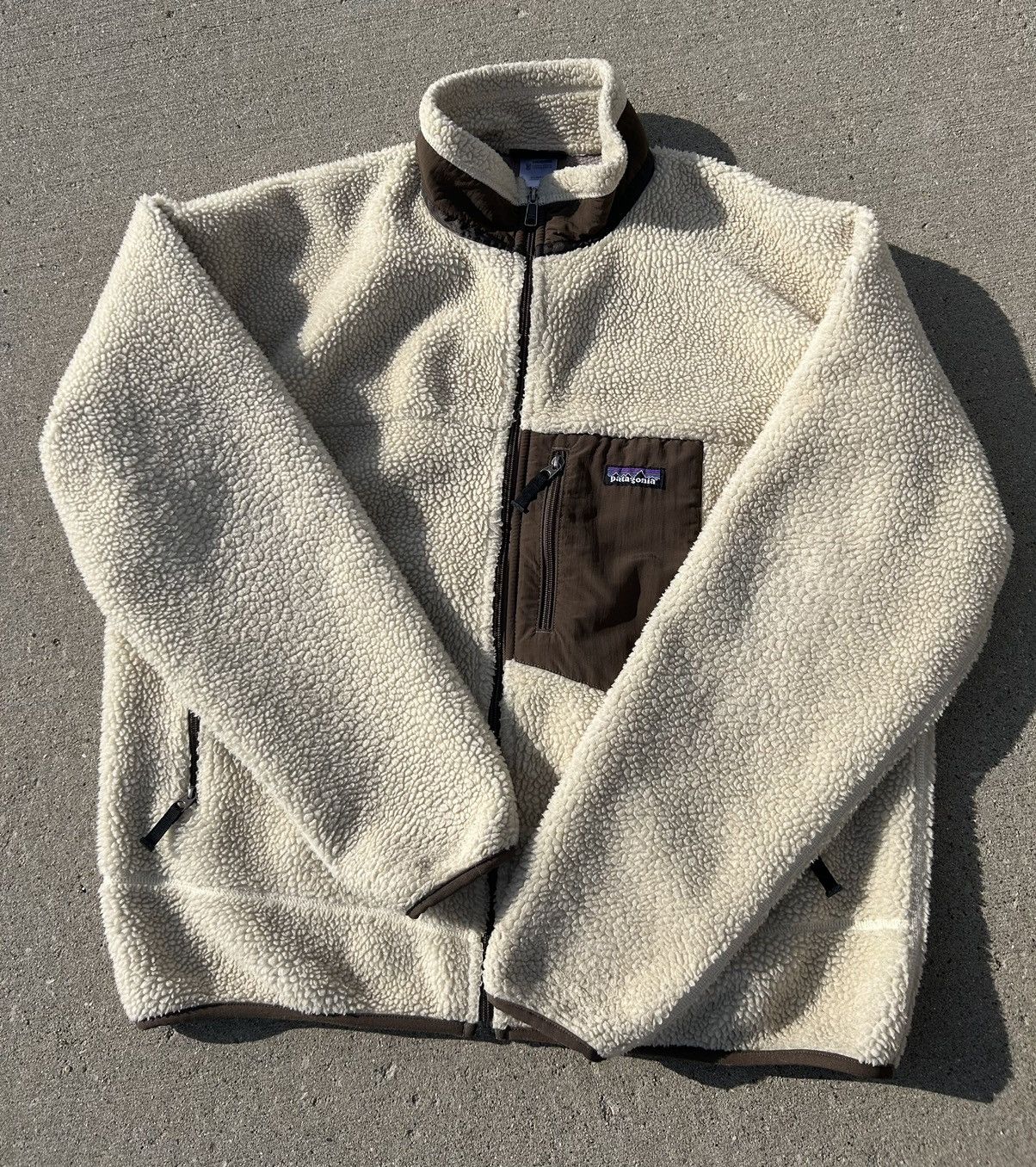 image of Vintage Patagonia Fleece Zip Up in Cream, Men's (Size XL)