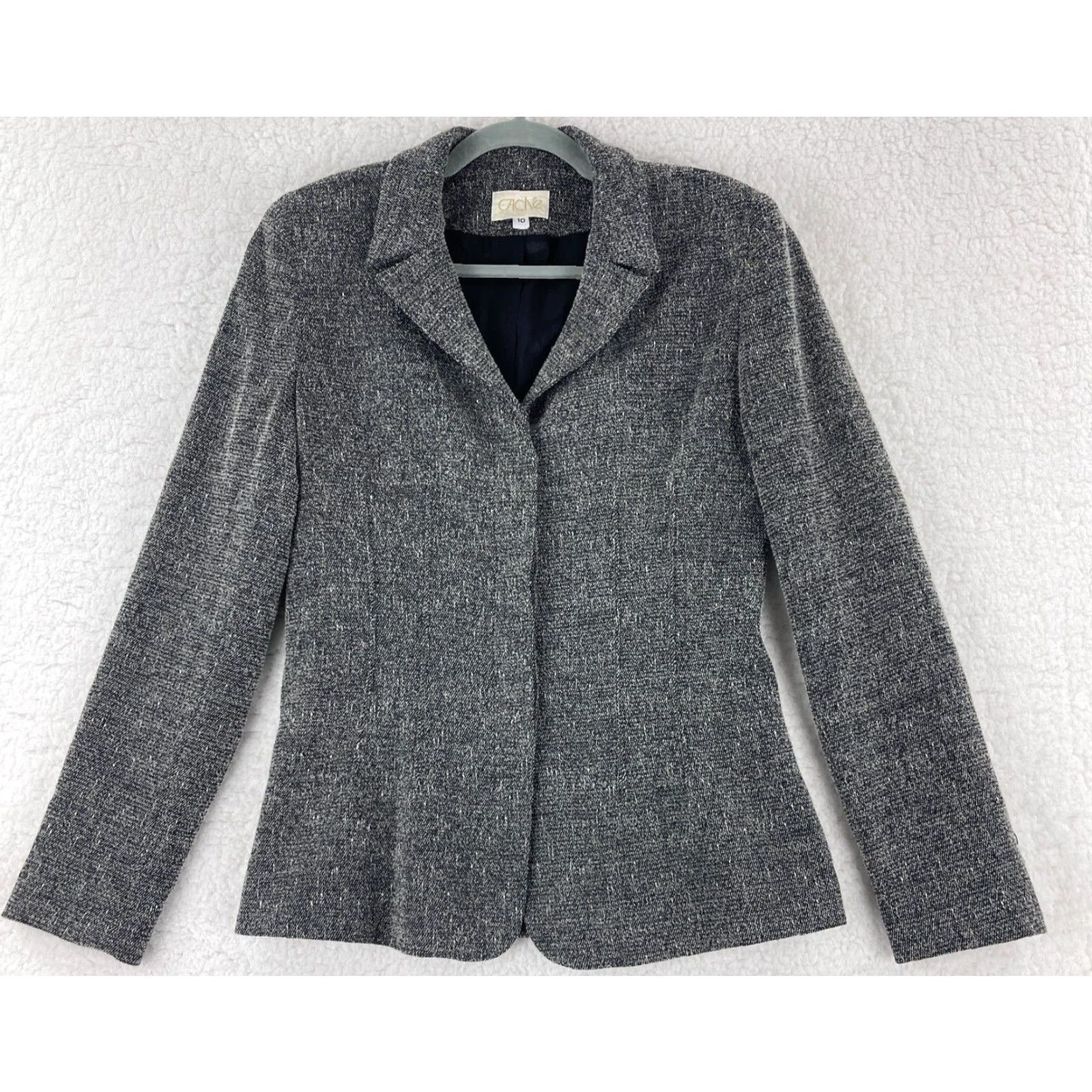Vintage Caché Jacket Womens Size 10 Wool Black Button-Up Long Sleeve VTG USA Made Jacket Size L / US 10 / IT 46 - 2 Thumbnail