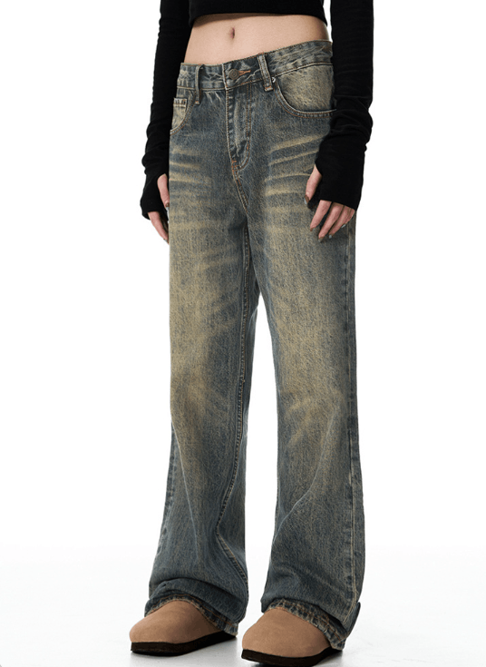 Japanese Brand × Jean American retro distressed low-rise flared straight jeans Size US 32 / EU 48 - 3 Thumbnail