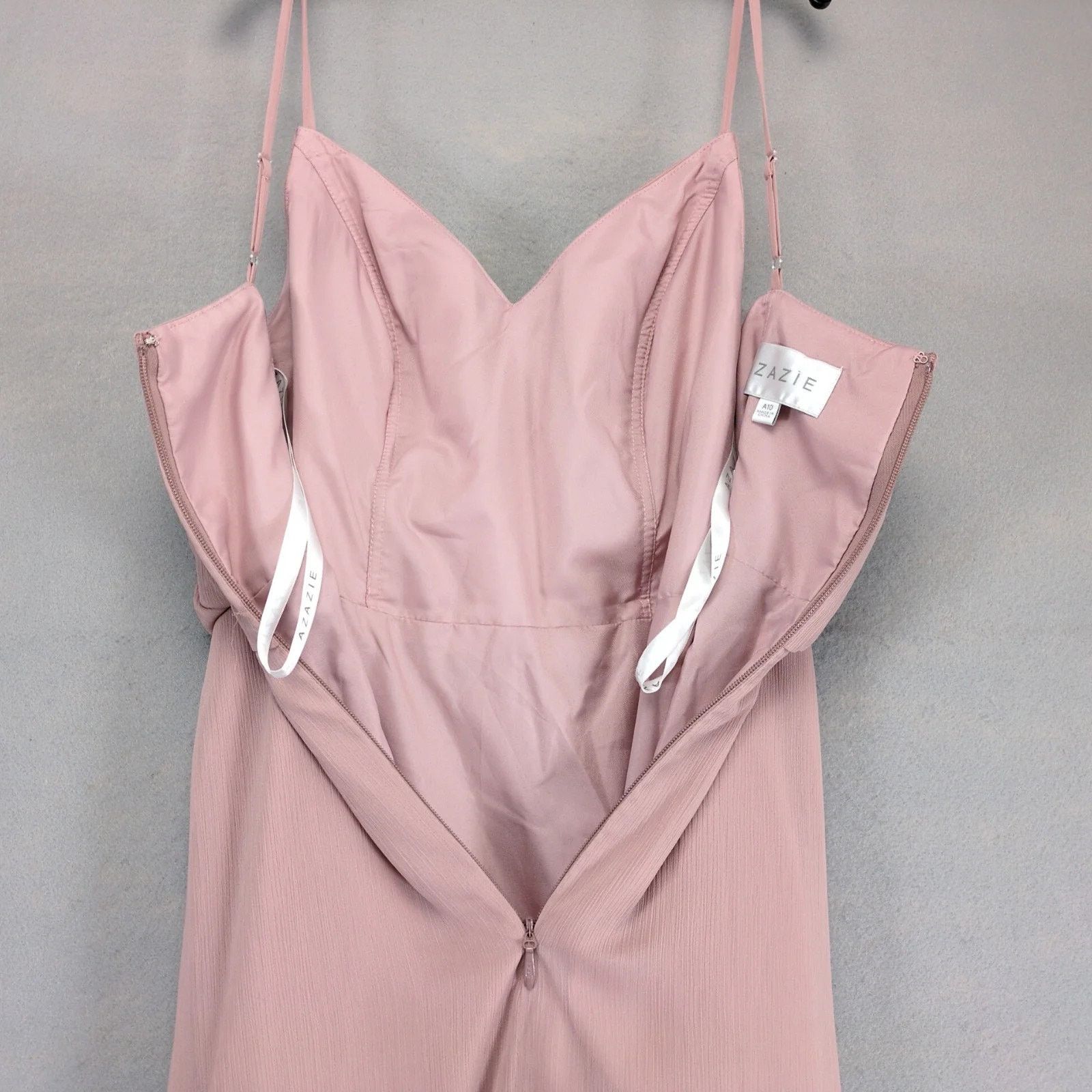 Other Azazie Rebecca Dusty Rose Chiffon Floor-Length Dress Gown 10 Size L / US 10 / IT 46 - 5 Thumbnail