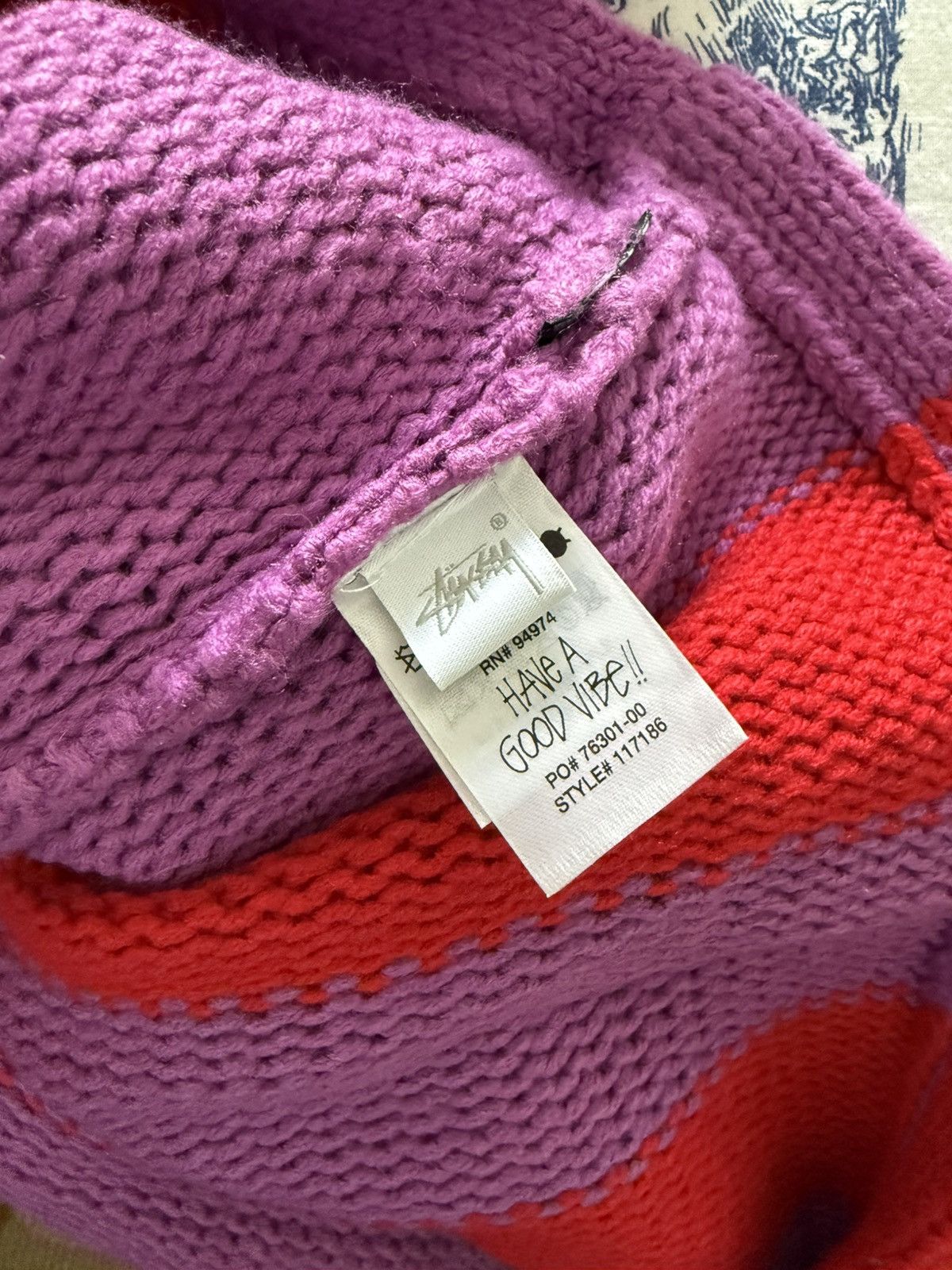 Stussy Pink & Red Stripe Cardigan Size US L / EU 52-54 / 3 - 4 Thumbnail