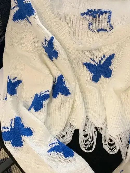 Japanese Brand Deeptown Korean Fashion Graphic Knitted Sweater Size ONE SIZE - 6 Thumbnail
