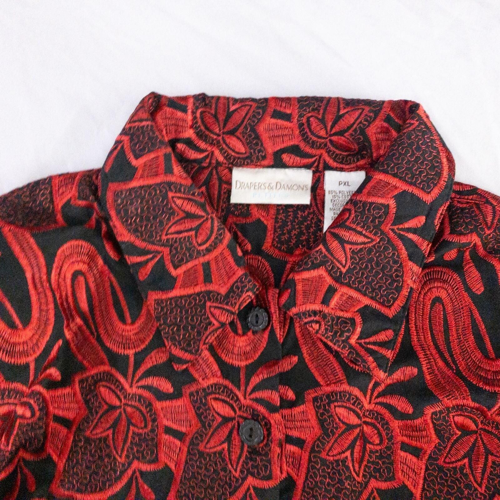 Other Drapers & Damons Black Red Jacket Womens XLarge Petite Size L / US 10 / IT 46 - 2 Thumbnail