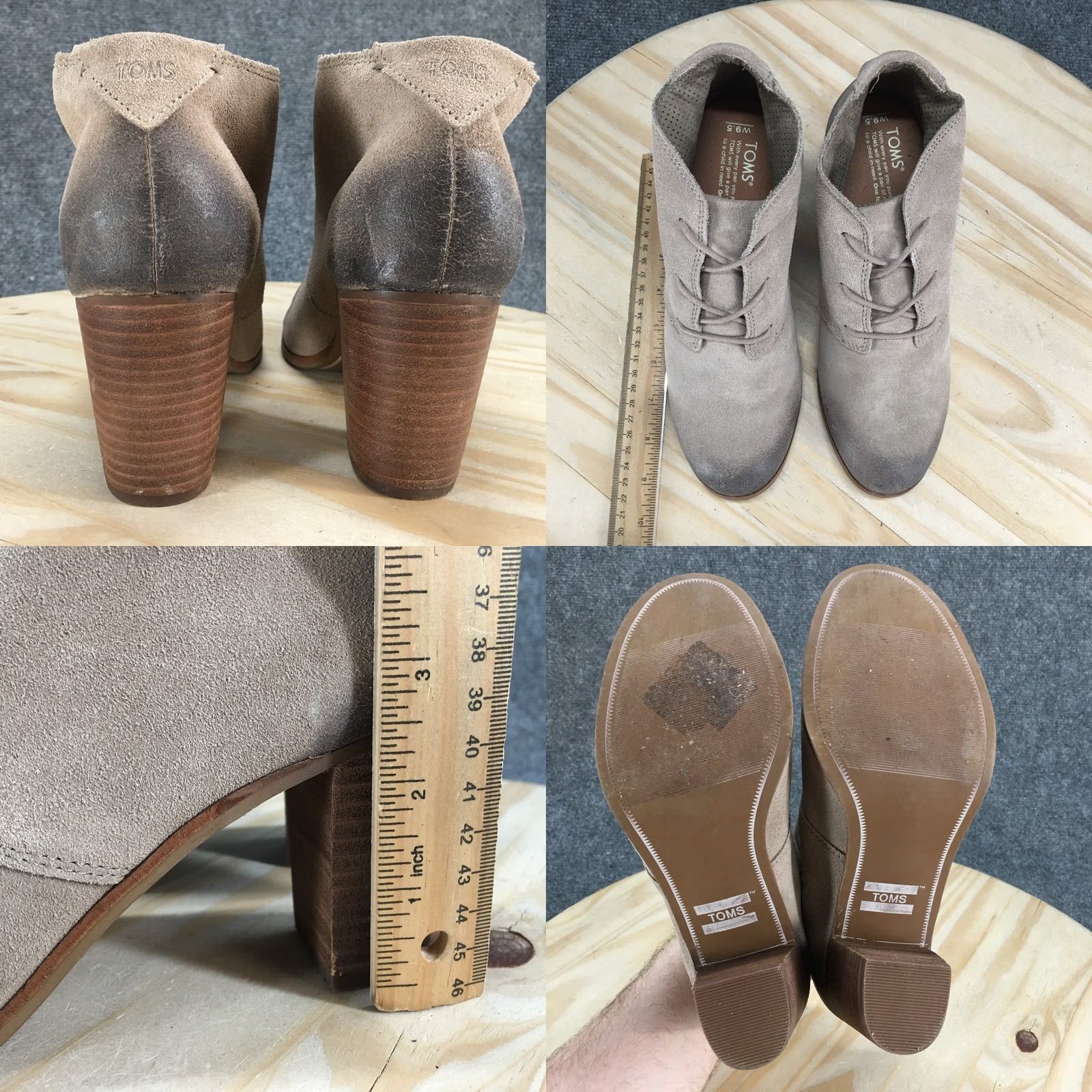 Toms TOMS Boots Womens 9.5 Ankle Bootie Beige Almond Toe Lace Up Block Heel Casual Shoes Size US 10 / IT 40 - 8 Thumbnail
