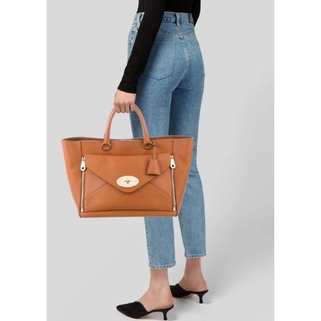 Mulberry Mulberry Willow Leather Tote Bag Orange Handbag Size ONE SIZE - 25 Thumbnail