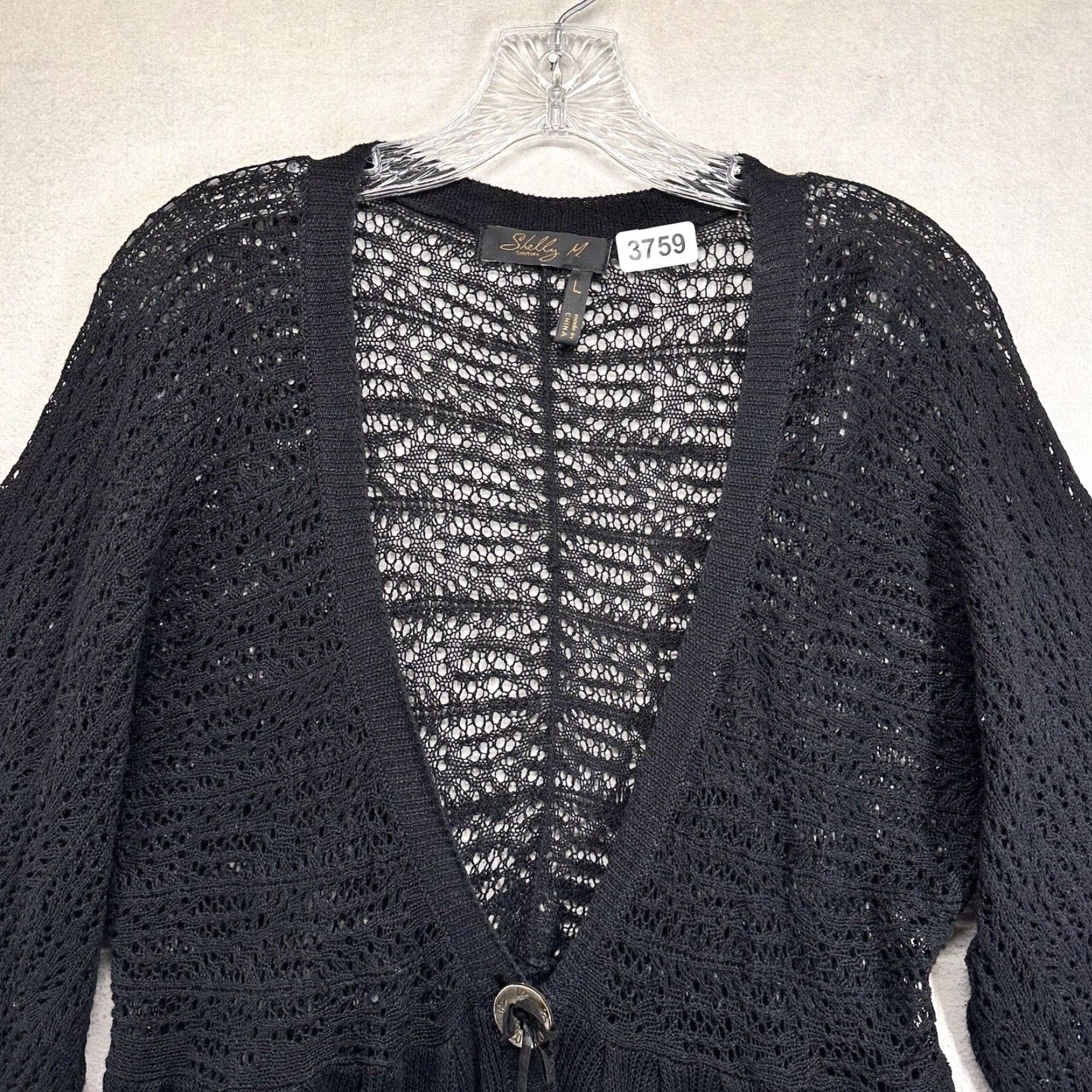 Vintage VINTAGE Shelly Couture Tunic Top Women Size Large Black Sheer Knit Goth V-Neck Pullover Size L / US 10 / IT 46 - 6 Thumbnail