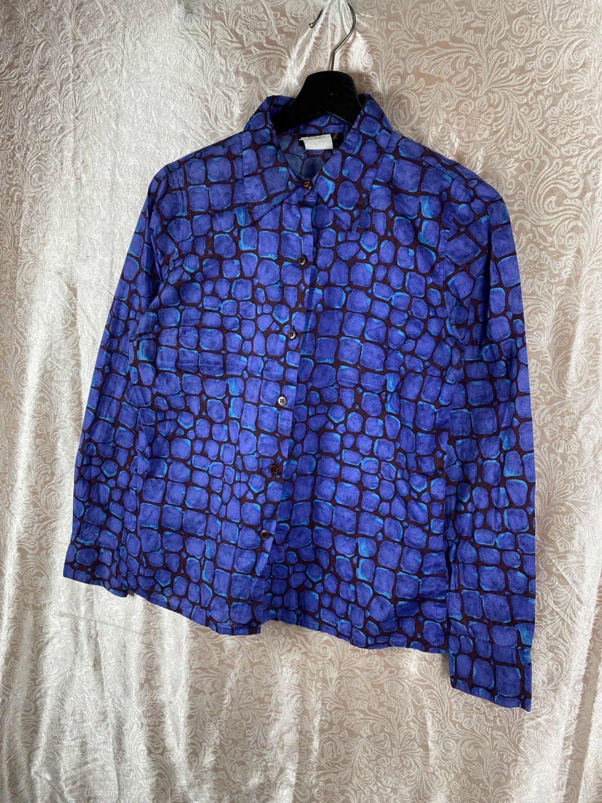 agnes b. Vintage Agnès b. Paris Blue Abstract Pattern Shirt Size 40 Size M / US 6-8 / IT 42-44 - 4 Thumbnail