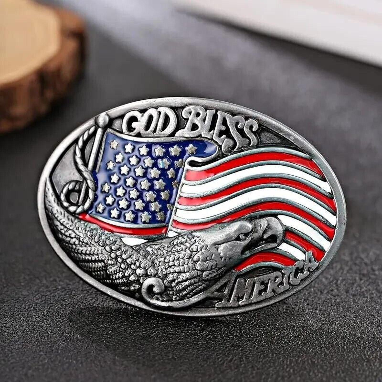 Other Eagle Silvertone Belt Buckle • "God Bless America" Size ONE SIZE - 2 Thumbnail