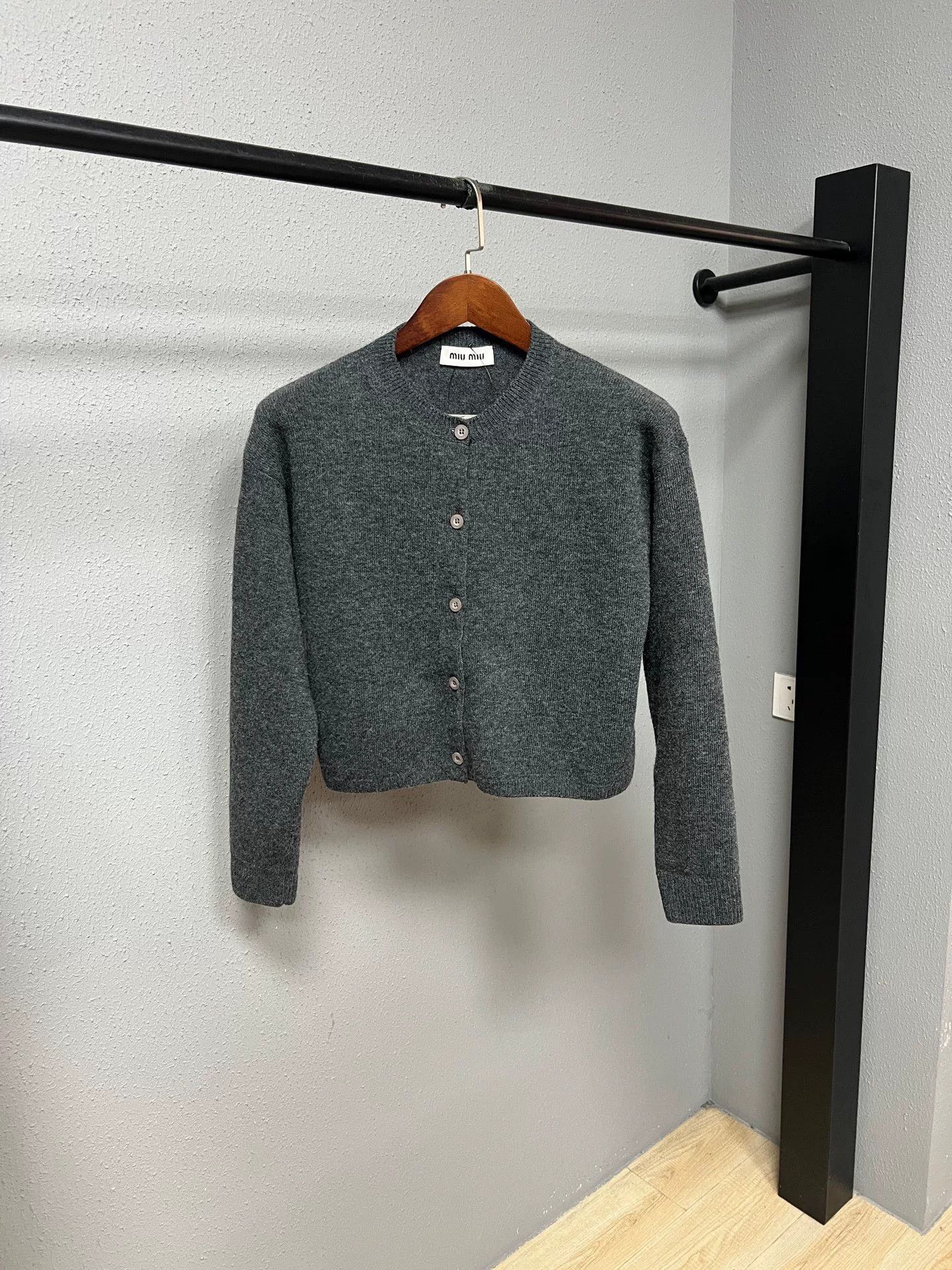 Miu Miu gray slogan cardigan from Miu Miu Size M / US 6-8 / IT 42-44 - 1 Thumbnail