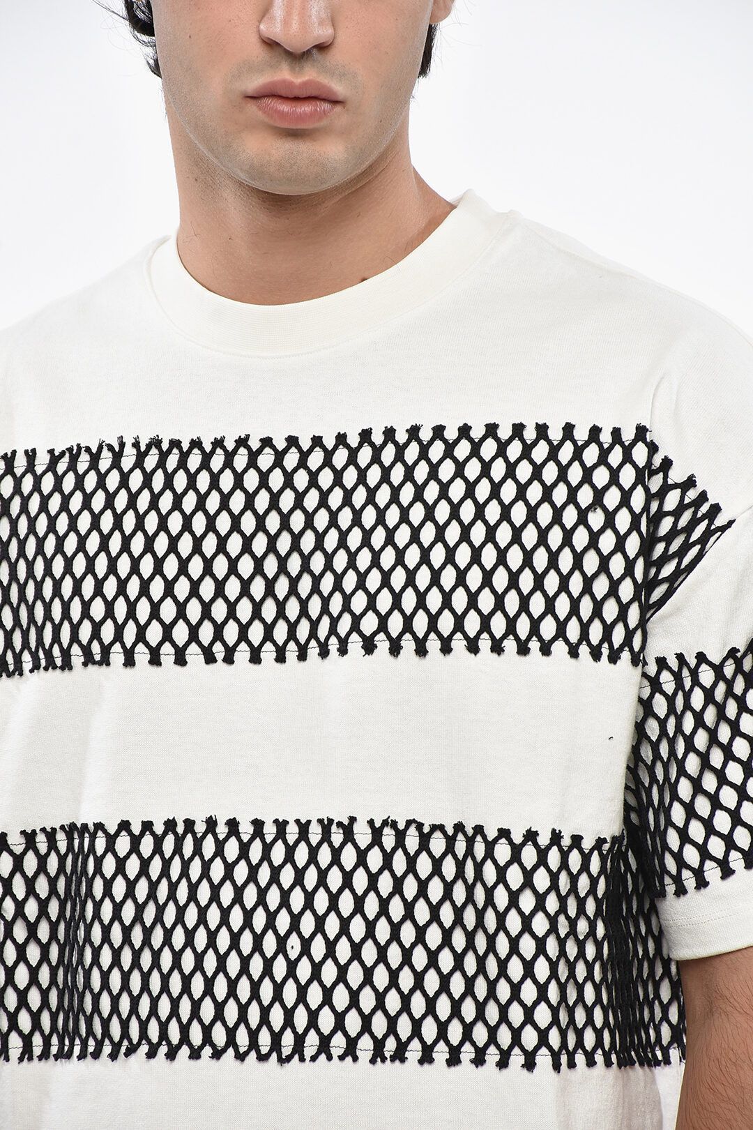MSGM og1mm1125 Crewneck Cotton Jersey T-Shirt in White/Black Size US XS / EU 42 / 0 - 3 Thumbnail