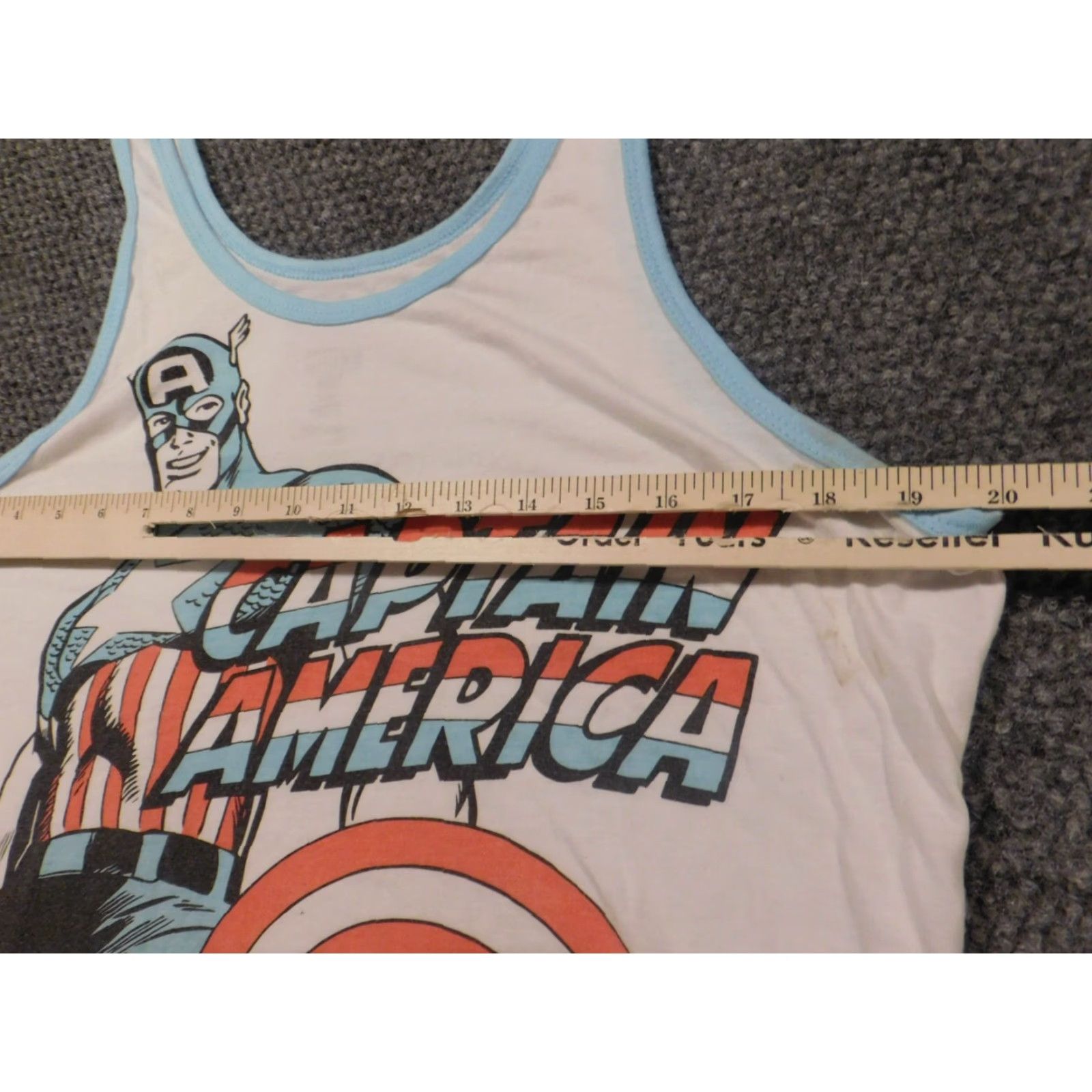 Vintage Marvel Womens Shirt XL White Captain America Tank Casual Crew Neck Long Sleeve Regular Cotton Rayon Ruffle Basic Classic Stretch Vintage No N/A Size XL / US 12-14 / IT 48-50 - 5 Thumbnail