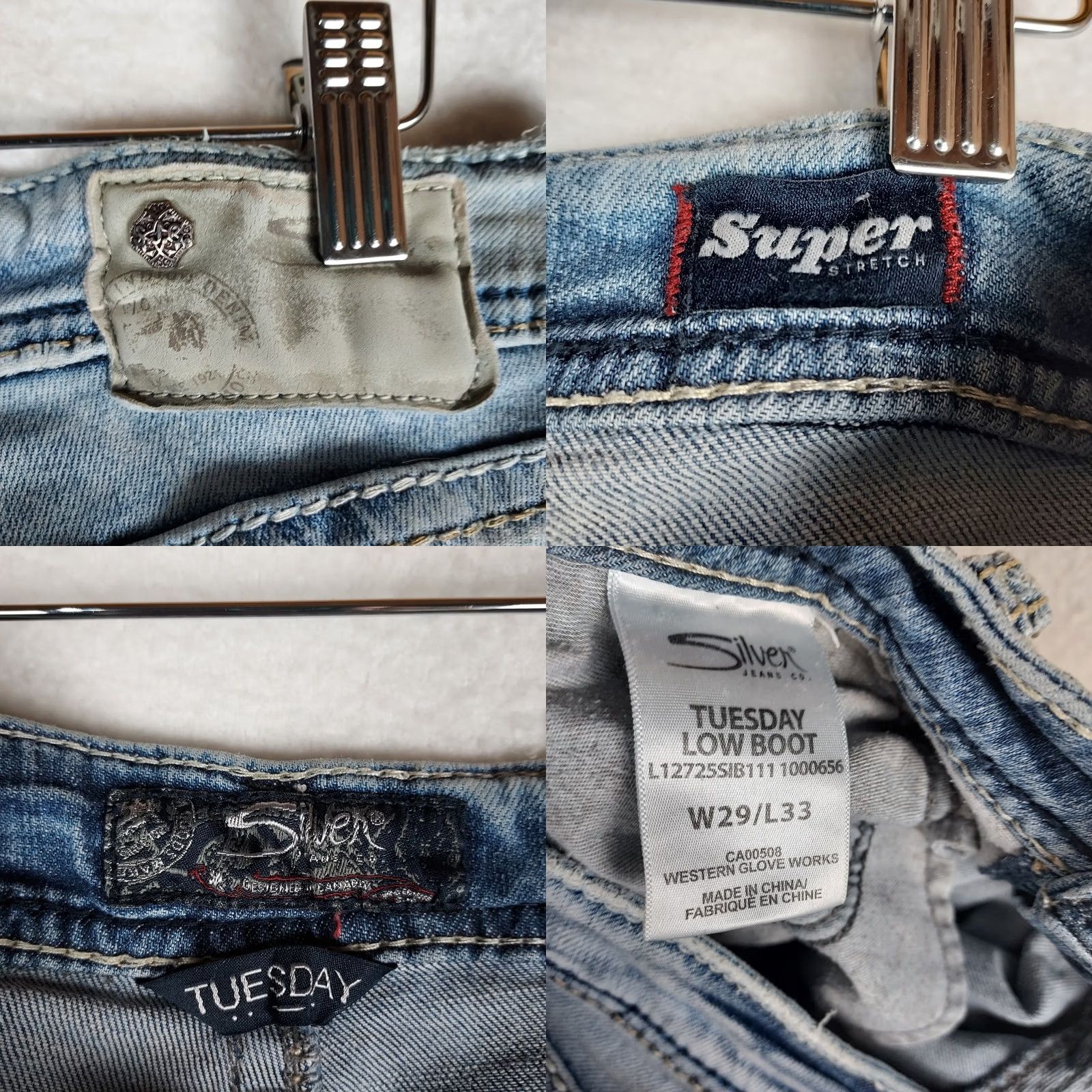 Silver Jeans Co. Silver Jeans Co Women’s Tuesday Low Boot Stretch Denim Jeans Light Wash 29 Blue Bootscut Regular Pocket 5-Pocket Zippered Jeans Mens? Womens Size 29" - 8 Thumbnail
