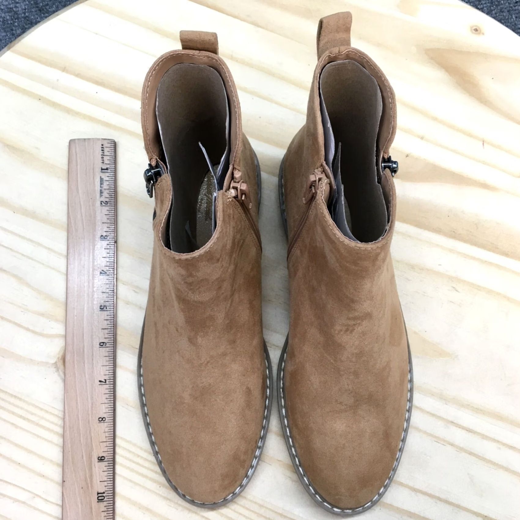 Vintage Universal Thread Boots Women Brenna Casual Side Zip Ankle Bootie Brown Fabric Size 6 Womens Size US 6 / IT 36 - 6 Thumbnail