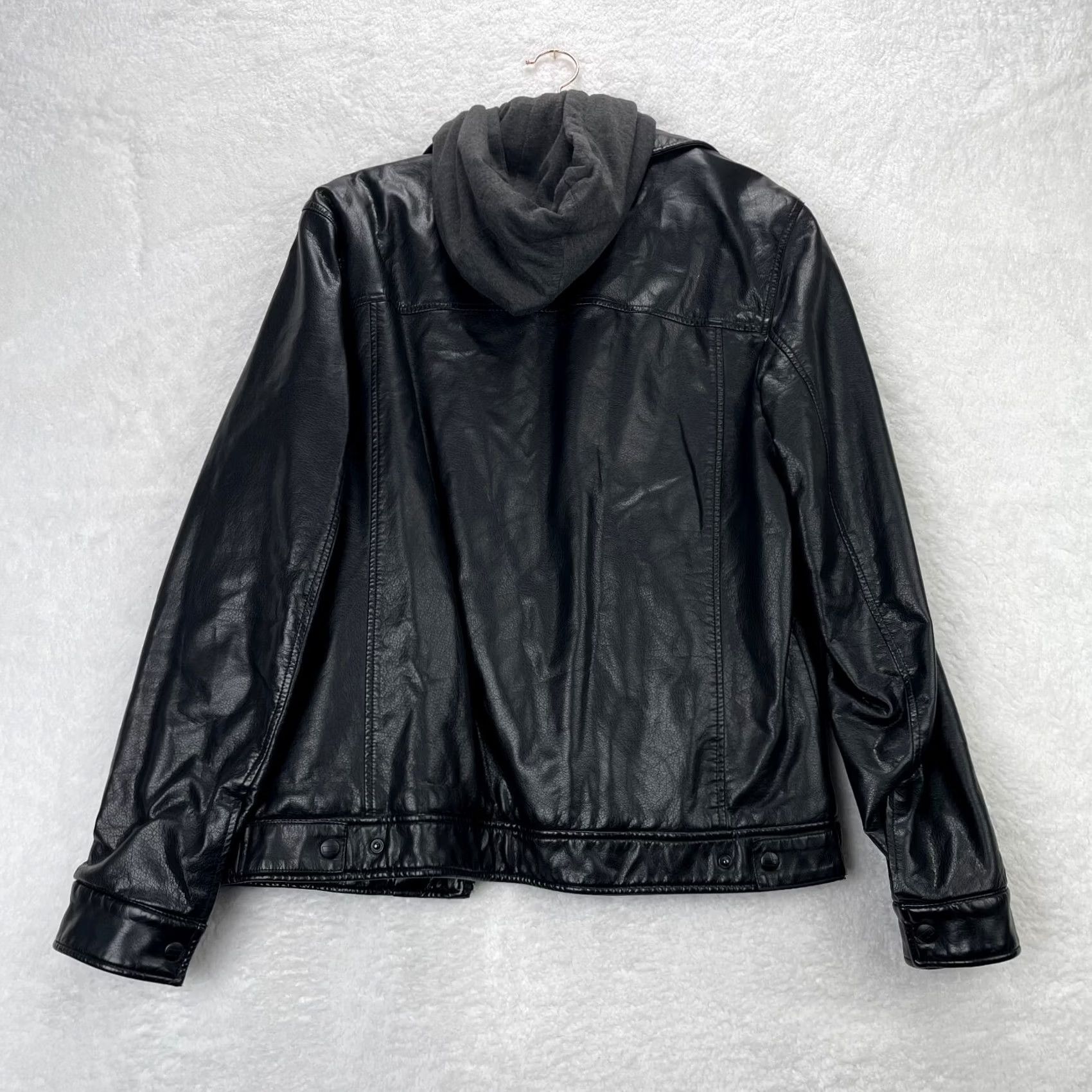 Levi's VTG Levi's Jacket Mens M Black Faux Leather Sherpa Lined Hooded Bomber Coat Jacket/Coat Short Size US M / EU 48-50 / 2 - 7 Thumbnail