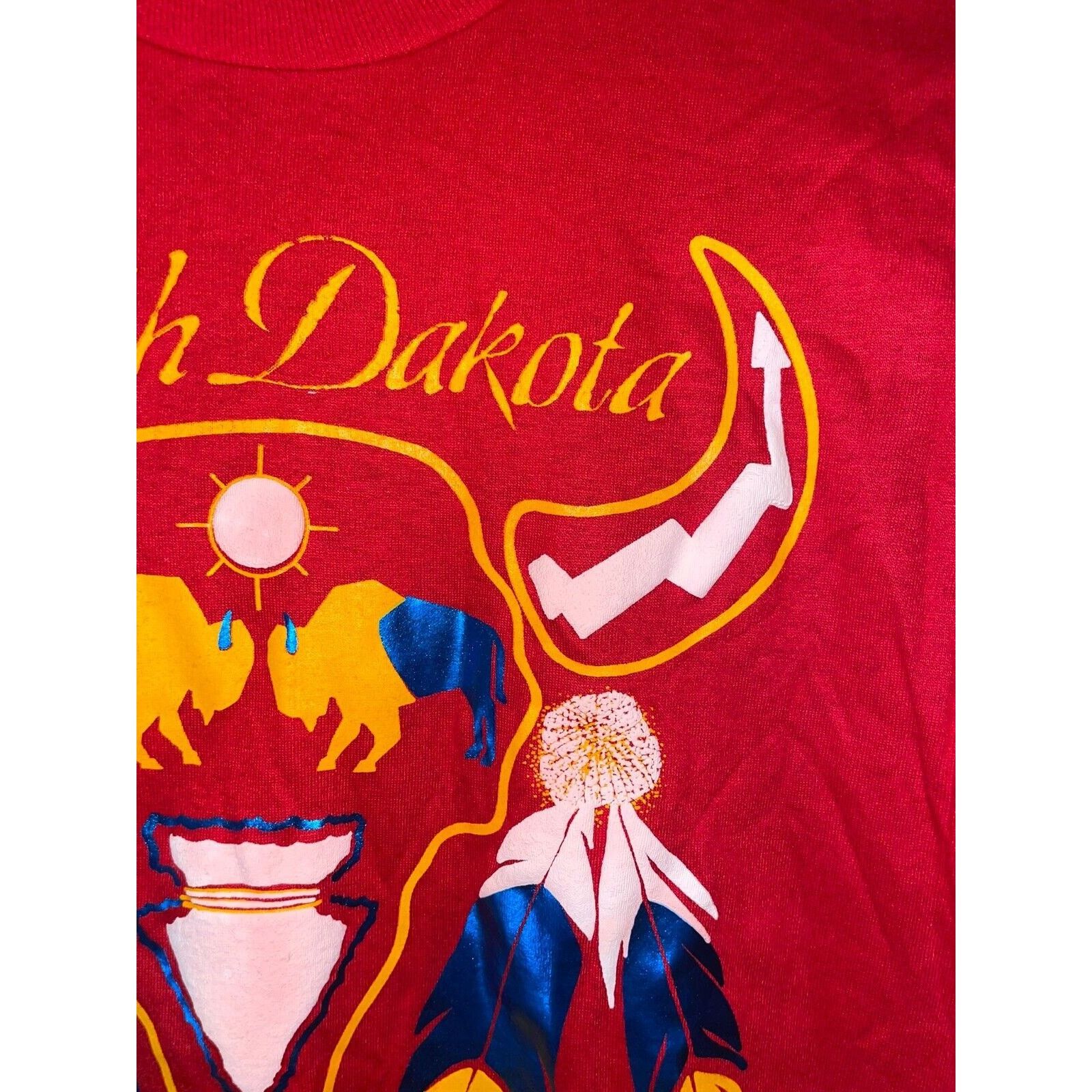 Jerzees Vintage South Dakota Shirt Native American Red Tee 90s VTG M Size US M / EU 48-50 / 2 - 4 Thumbnail