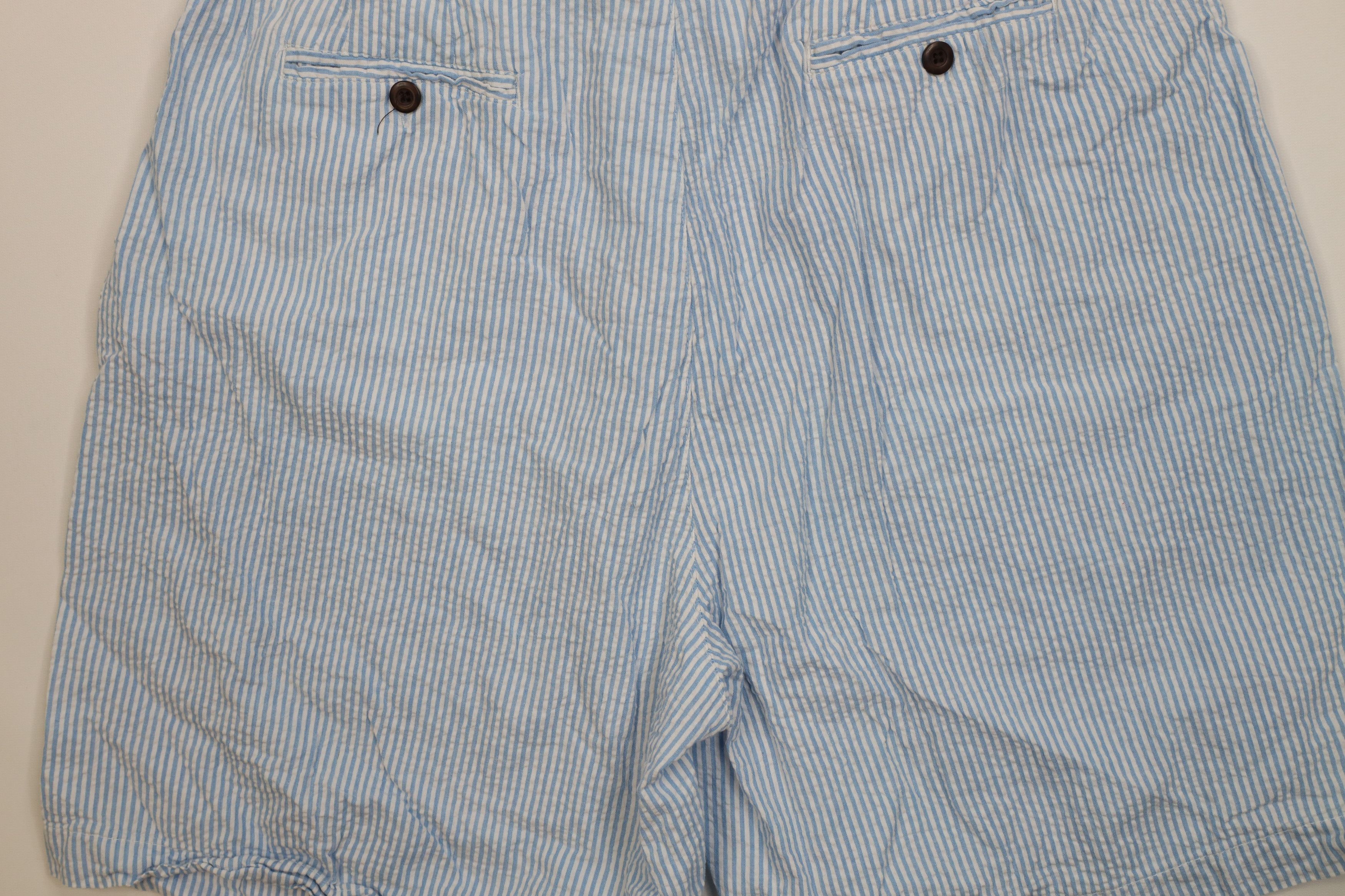 Vintage Vintage 90s Streetwear Seersucker Chino Shorts Blue Size US 38 / EU 54 - 9 Thumbnail